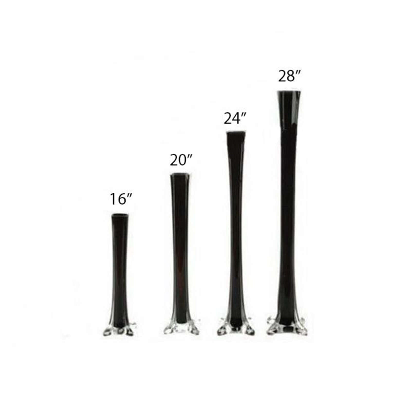6-Pack Glass Eiffel Tower Flower Vases Black - Tall Wedding Table Decor 24"