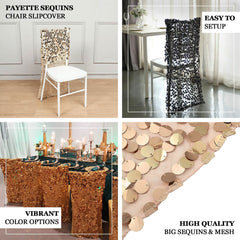 Sequin Chair Slipcover Big Payette Design for Chiavari Chairs Black - Glittering Chair Back Cover