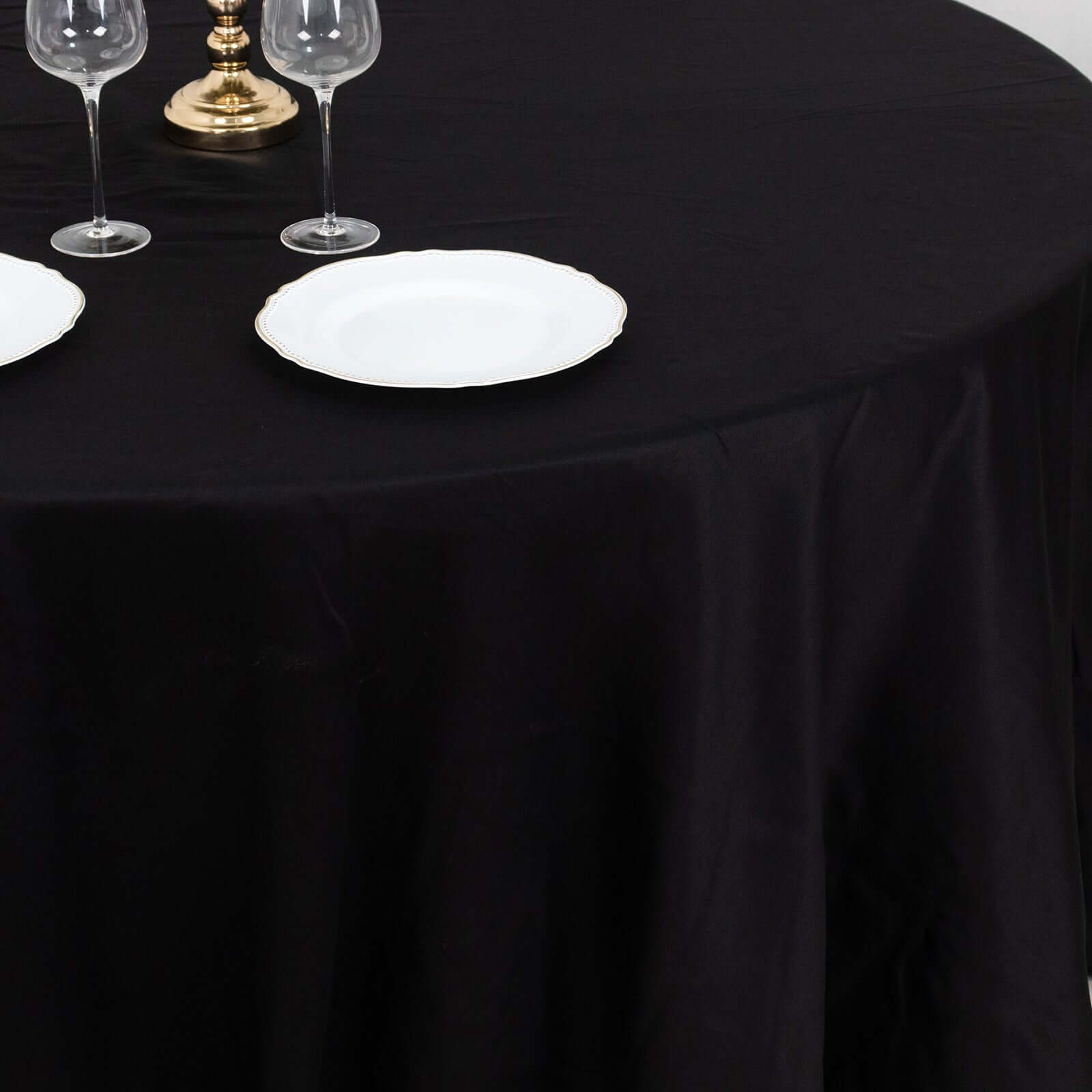 100% Cotton 120" Round Tablecloth Black Linen - Seamless, Soft & Breathable Table Cover