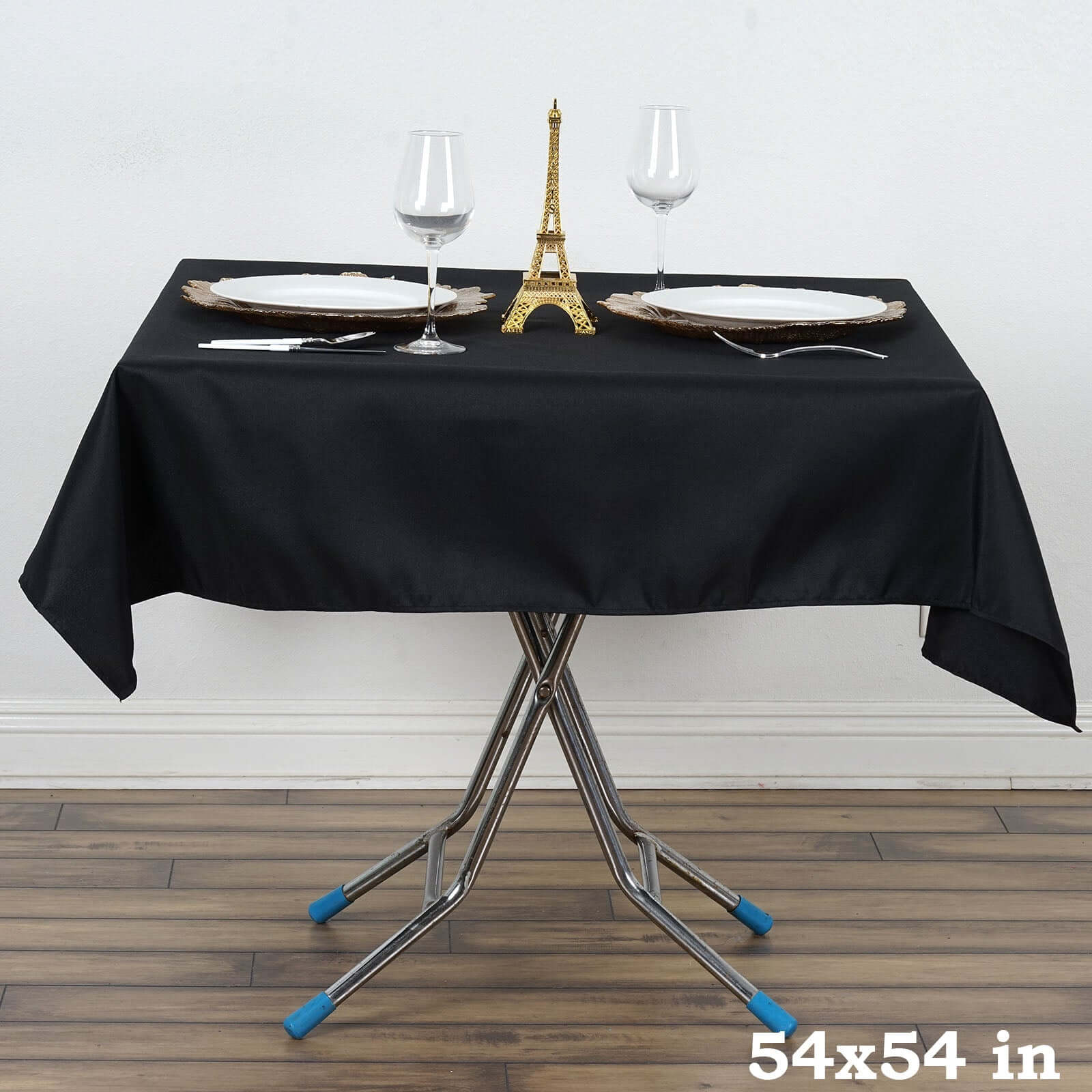 Premium Polyester 54"x54" Square Tablecloth Black - Stain and Wrinkle-Resistant 220GSM Finish for Weddings & Events