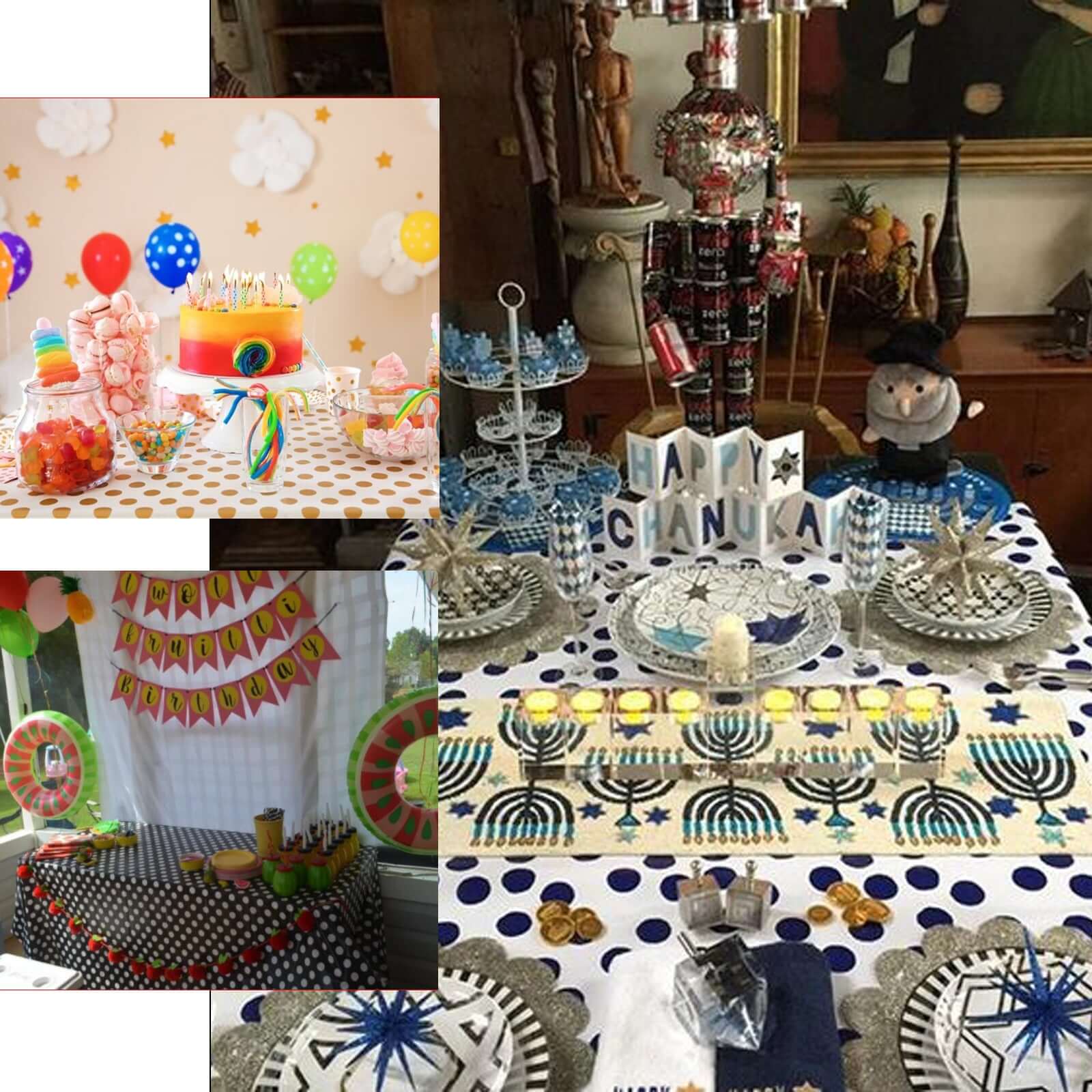 Plastic Table Cover Rectangle Black White Polka Dot - PVC Waterproof Disposable Tablecloth 54"x108"