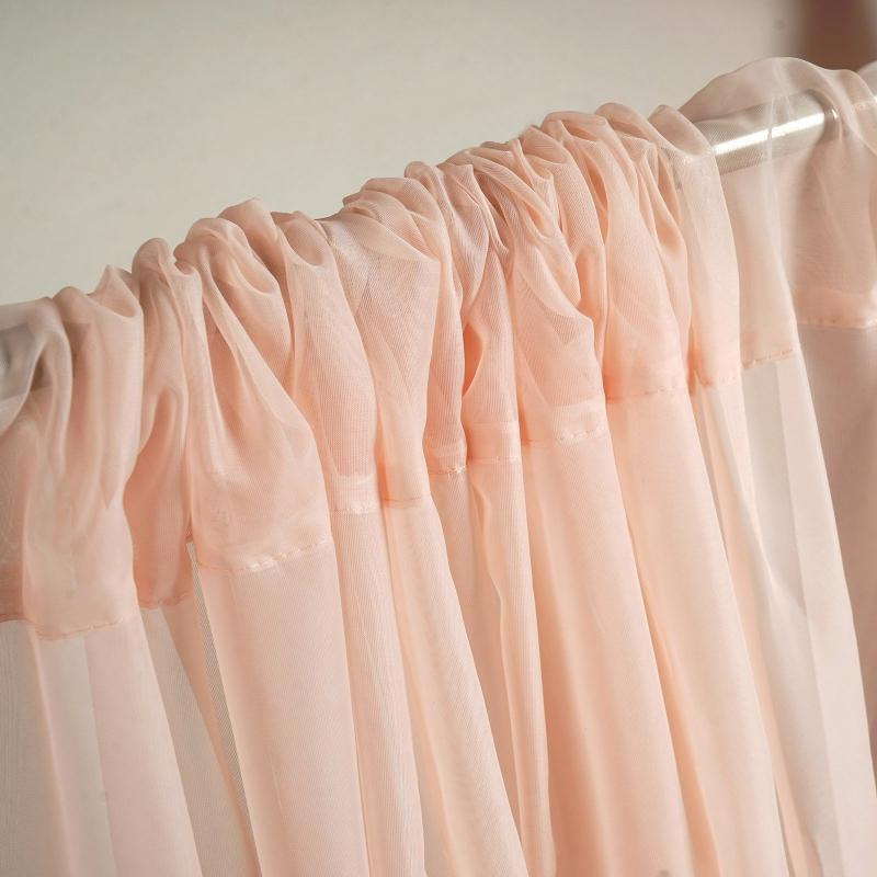 2 Pack Blush Sheer Chiffon Event Curtain Drapes, Durable Flame Resistant Premium Organza Backdrop Event Panels With Rod Pockets - 10ftx10ft
