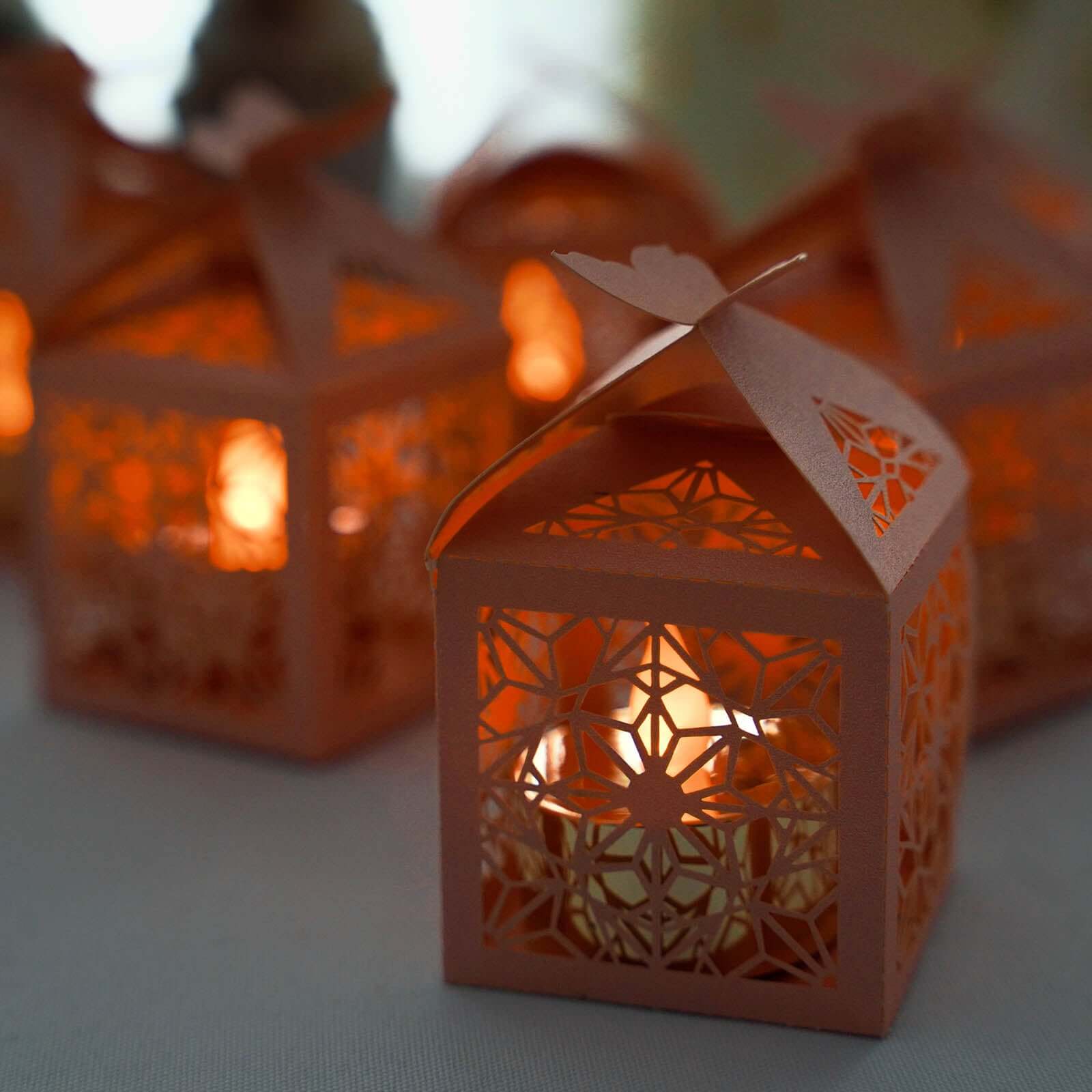 25 Pack Blush Butterfly Top Laser Cut Favor Candy Gift Box