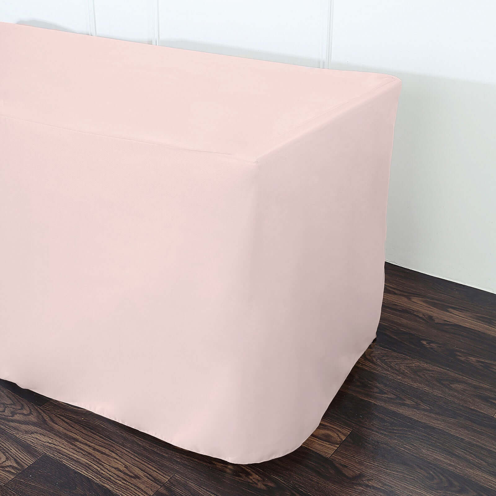 Fitted Polyester 96"x30" Rectangle Tablecloth Blush - Durable and Easy to Maintain Table Cover
