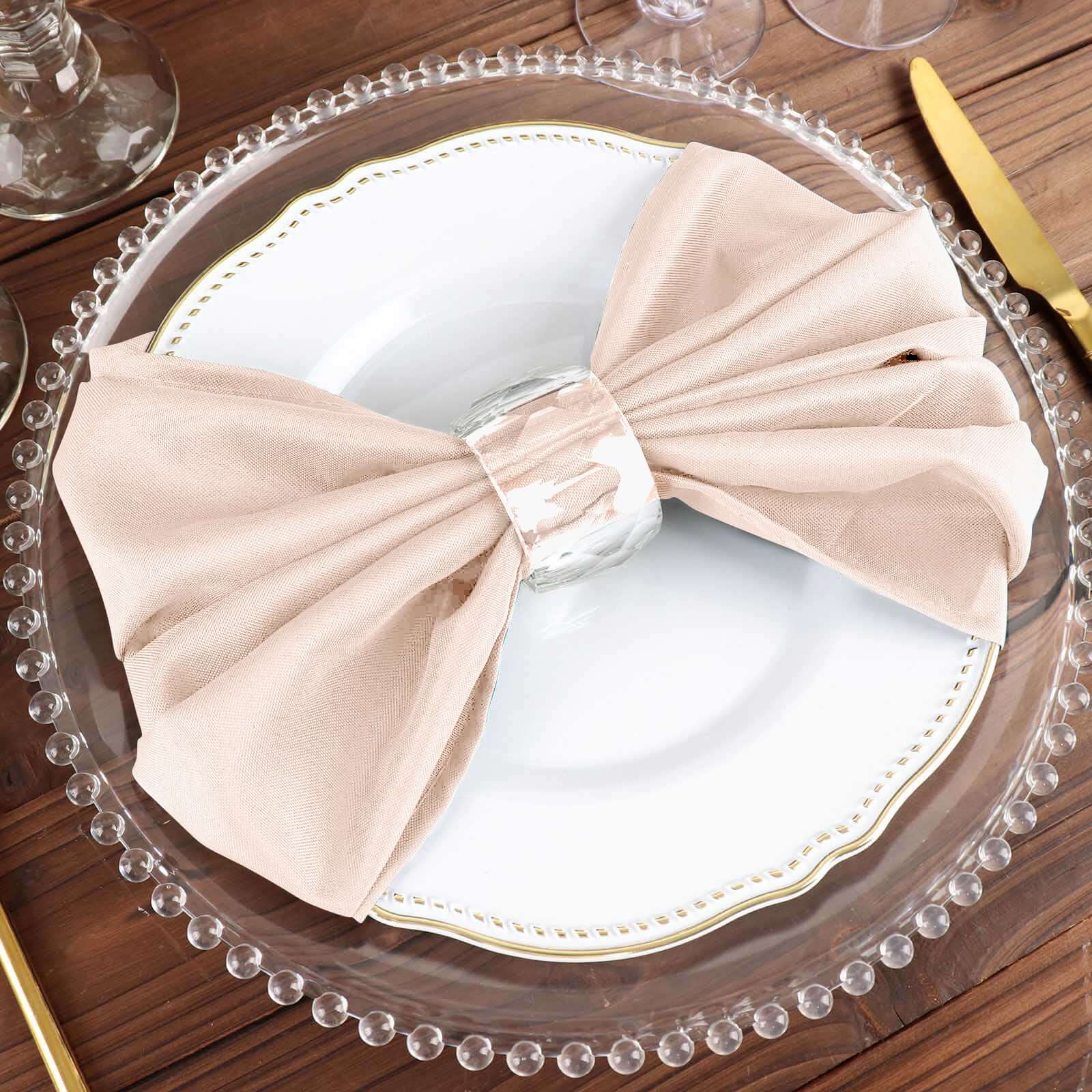 5 Pack Polyester 20"x20" Napkins Blush - Wrinkle Resistant & Easy Care Cloth Napkins