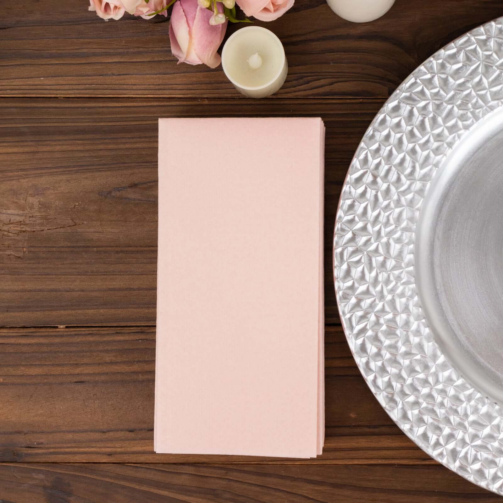 20-Pack Paper Linen-Like Napkins Blush - Disposable Hygienic Airlaid Guest Towels 8.5"x4"
