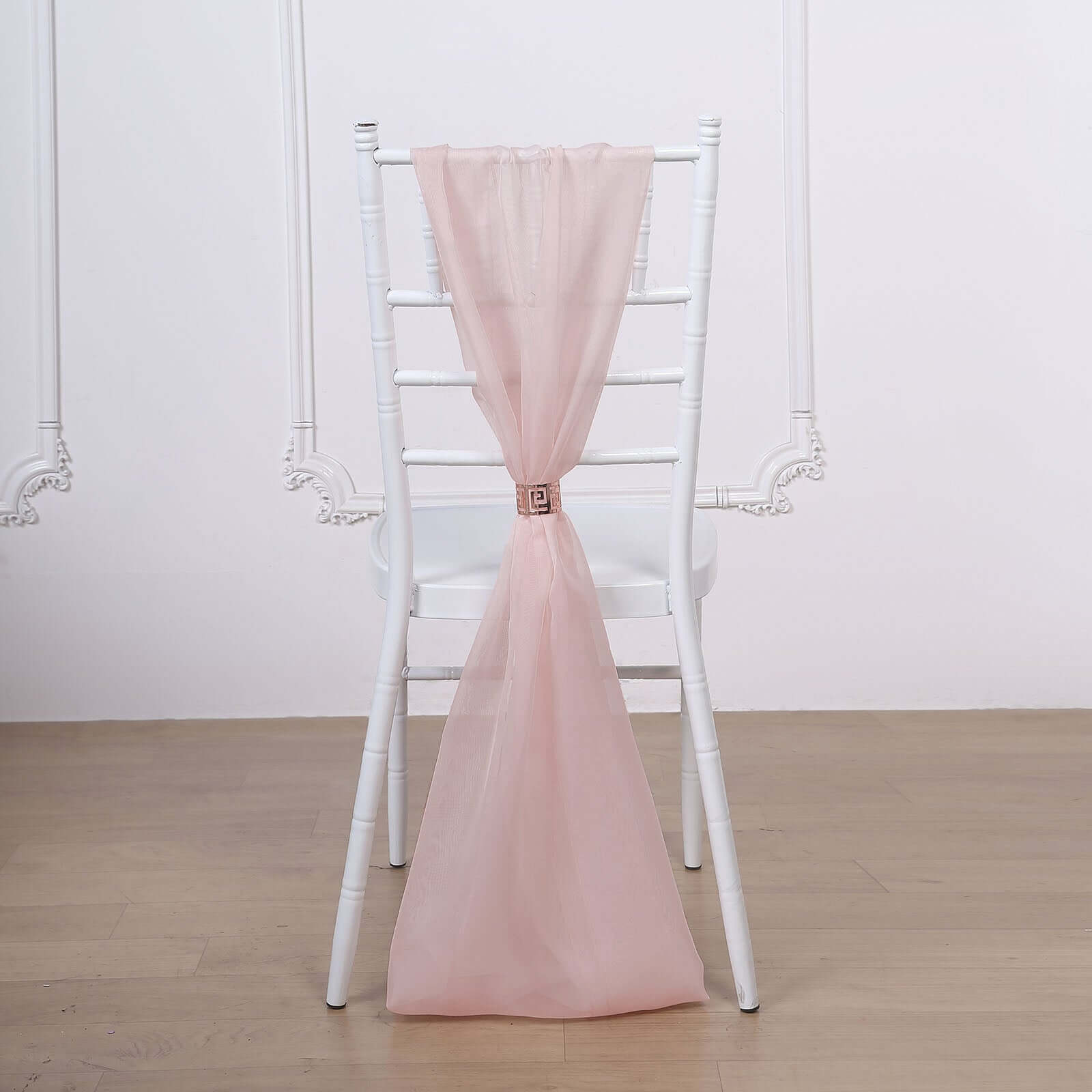 5 Pack Premium Chiffon Chair Sashes Blush - Soft & Lightweight Designer Chair Bows 22"x78"