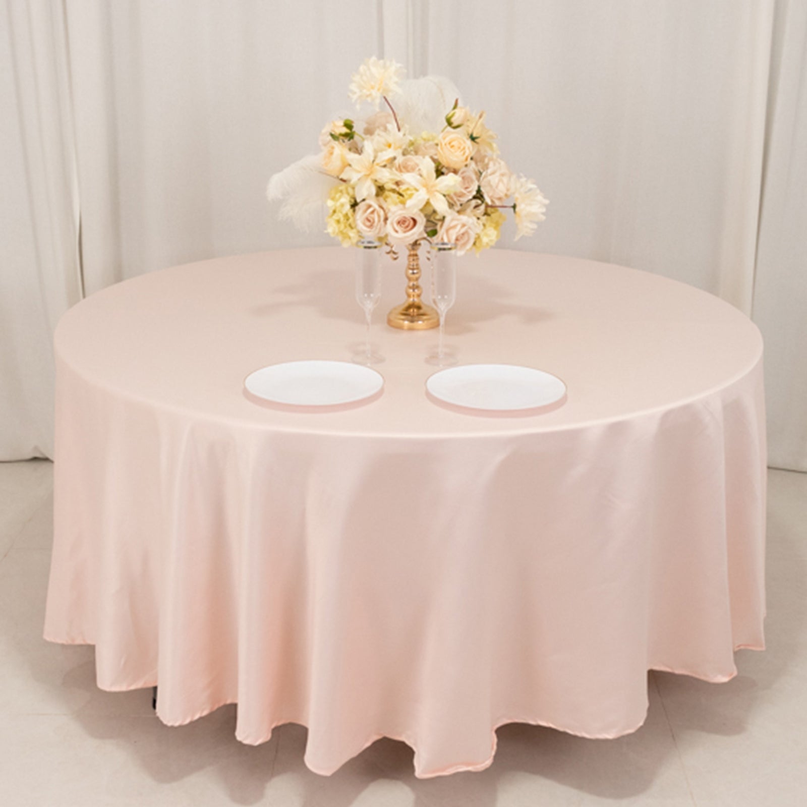 Lamour Satin 108" Round Tablecloth Blush - Durable & Silk-Like Table Cover