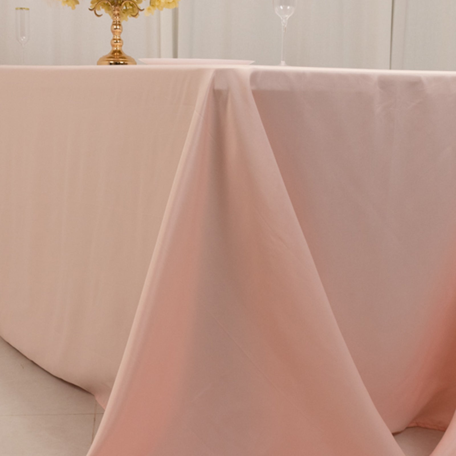 Lamour Satin 90"x156" Rectangle Tablecloth Blush - Luxurious, Soft Seamless Table Cover