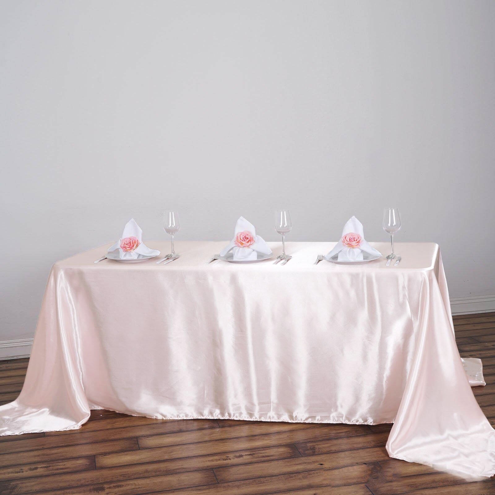 Satin Rectangular 90"x156" Tablecloth Blush - Seamless Table Cover