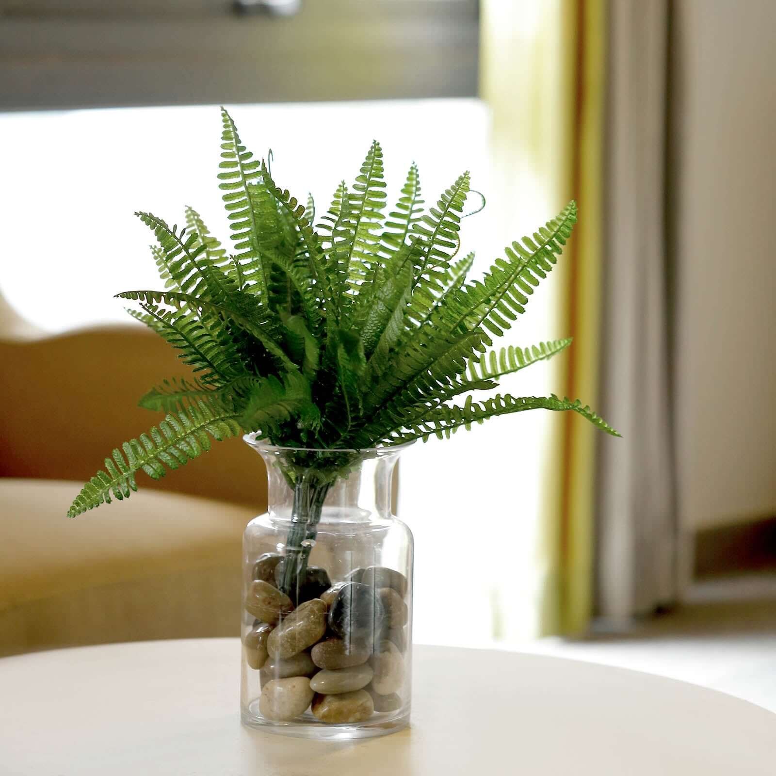 2 Stems 18" Green Artificial Boston Fern Leaf Plant Indoor Faux Spray