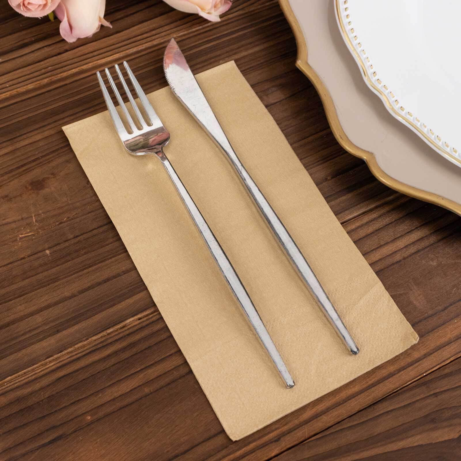 50-Pack Paper Napkins Soft Natural - Disposable 2-Ply Cocktail and Beverage Napkins for Weddings