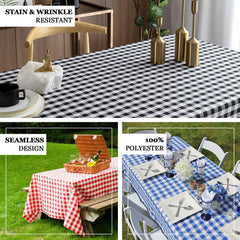 90"x156" Black Red Seamless Buffalo Plaid Rectangle Tablecloth, Checkered Polyester Tablecloth for 8 Foot Table With Floor-Length Drop