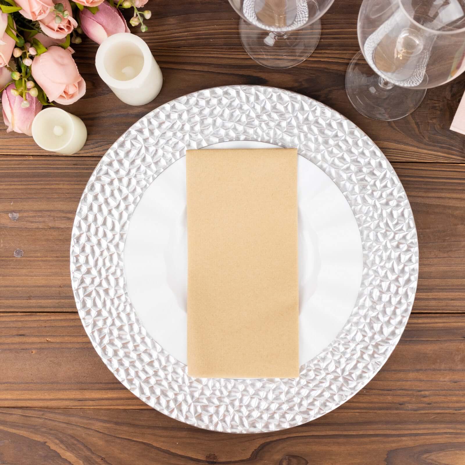 20-Pack Paper Linen-Like Napkins Natural - Disposable Hygienic Airlaid Guest Towels 8.5"x4"