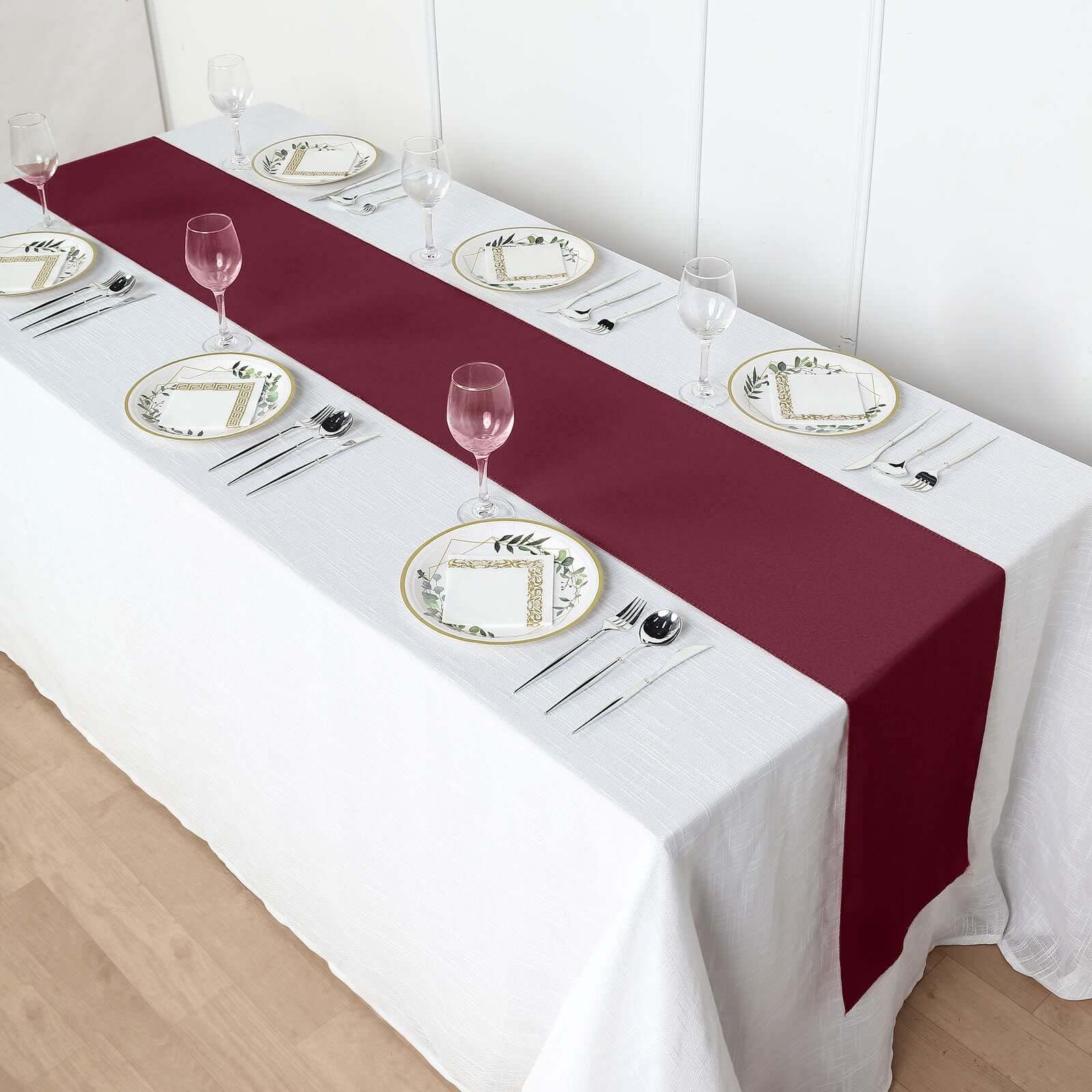 Polyester 12"x108" Table Runner Burgundy - Durable & Wrinkle-Resistant Table Decor