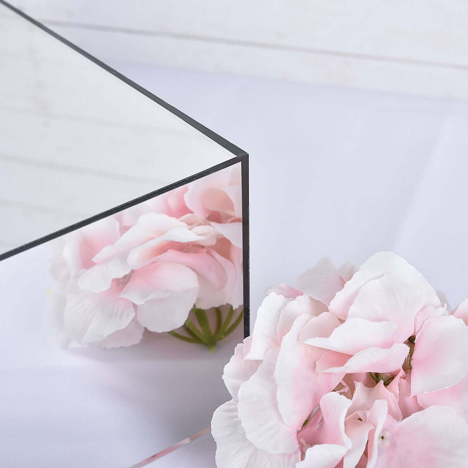 Acrylic Cake Box Stand Pedestal Riser Mirror Finish Silver - Display for Desserts and Events 14"x14"