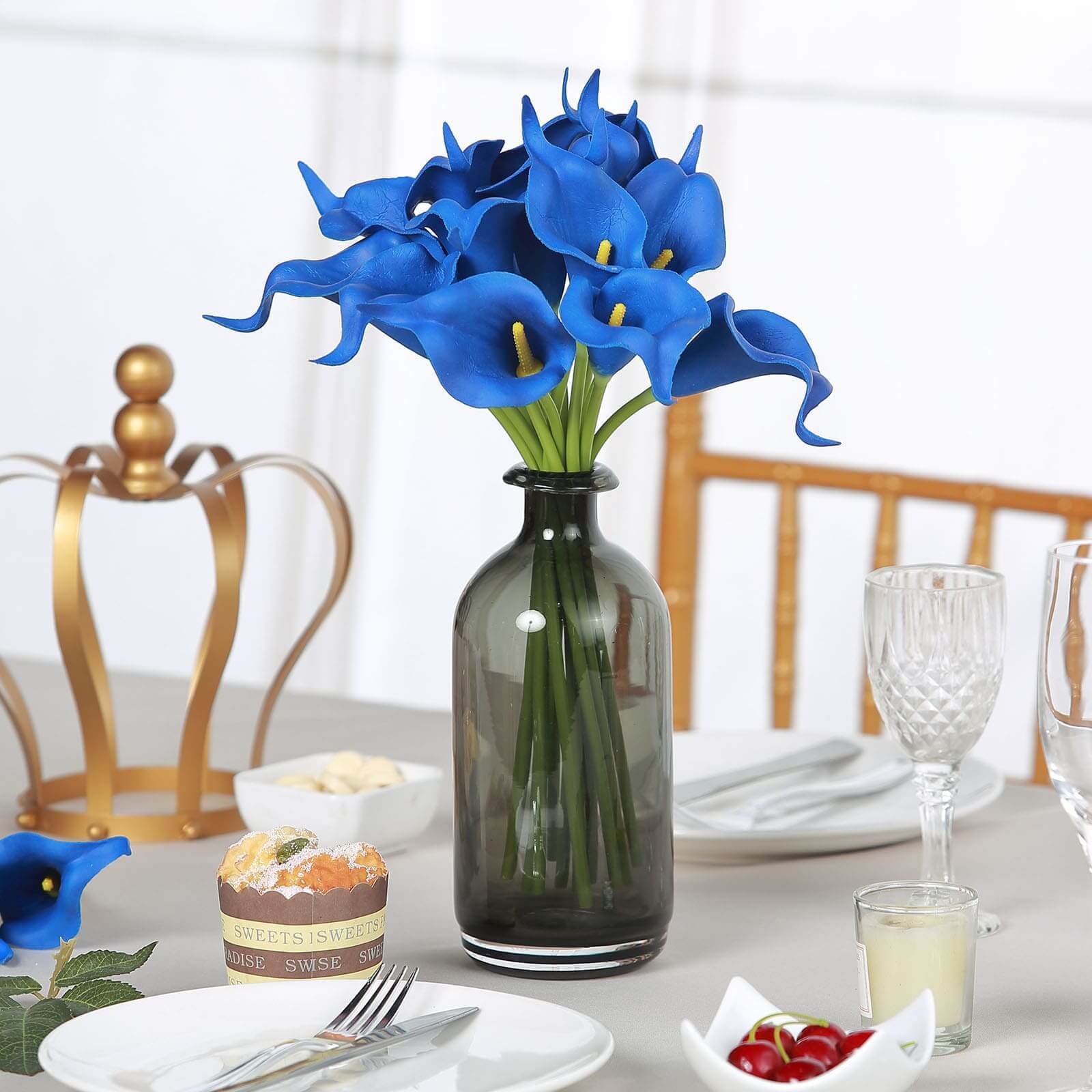 20 Stems 14" Royal Blue Artificial Poly Foam Calla Lily Flowers