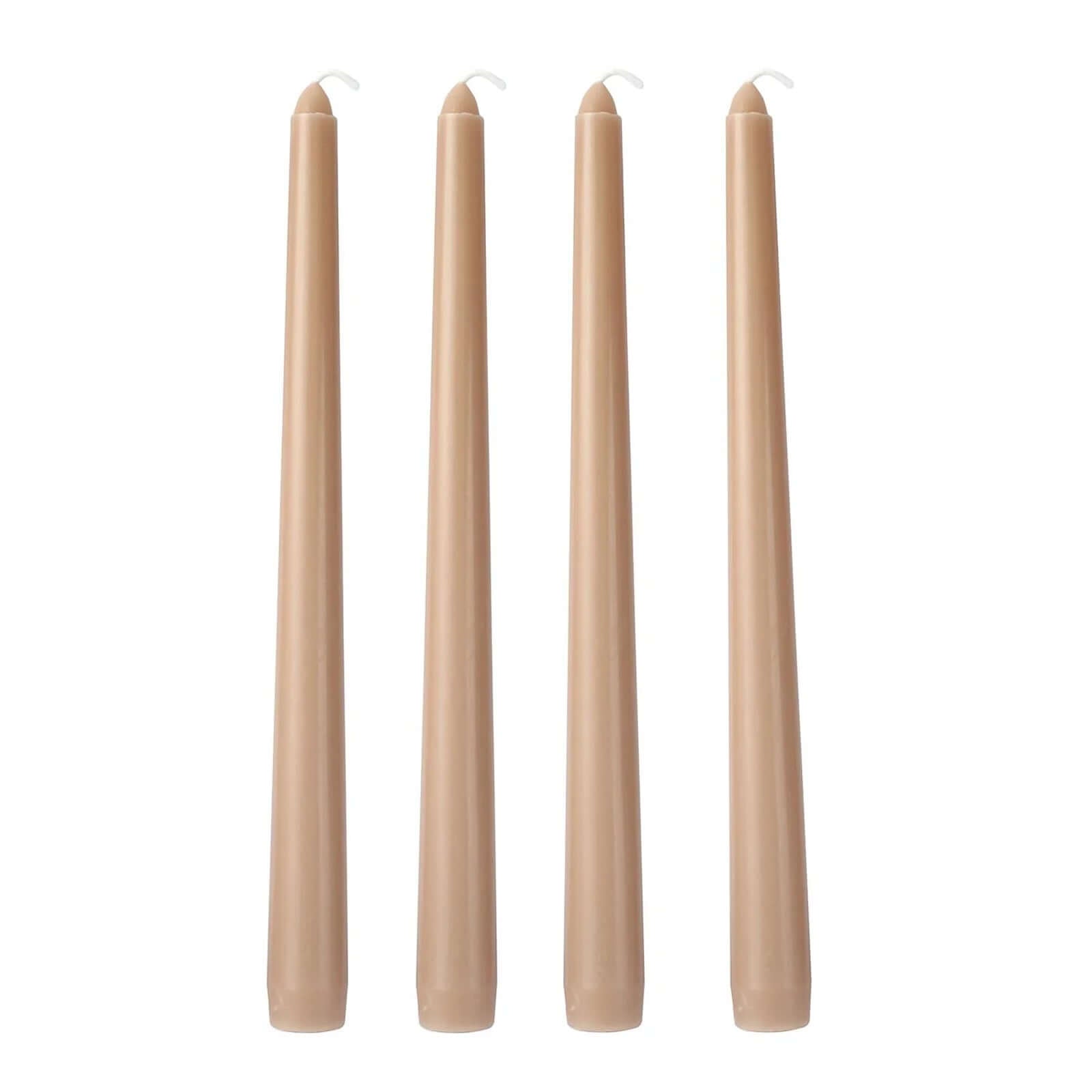 12-Pack Taper Candles Premium Wax Design Beige - Unscented Candles for Upscale Settings 10"