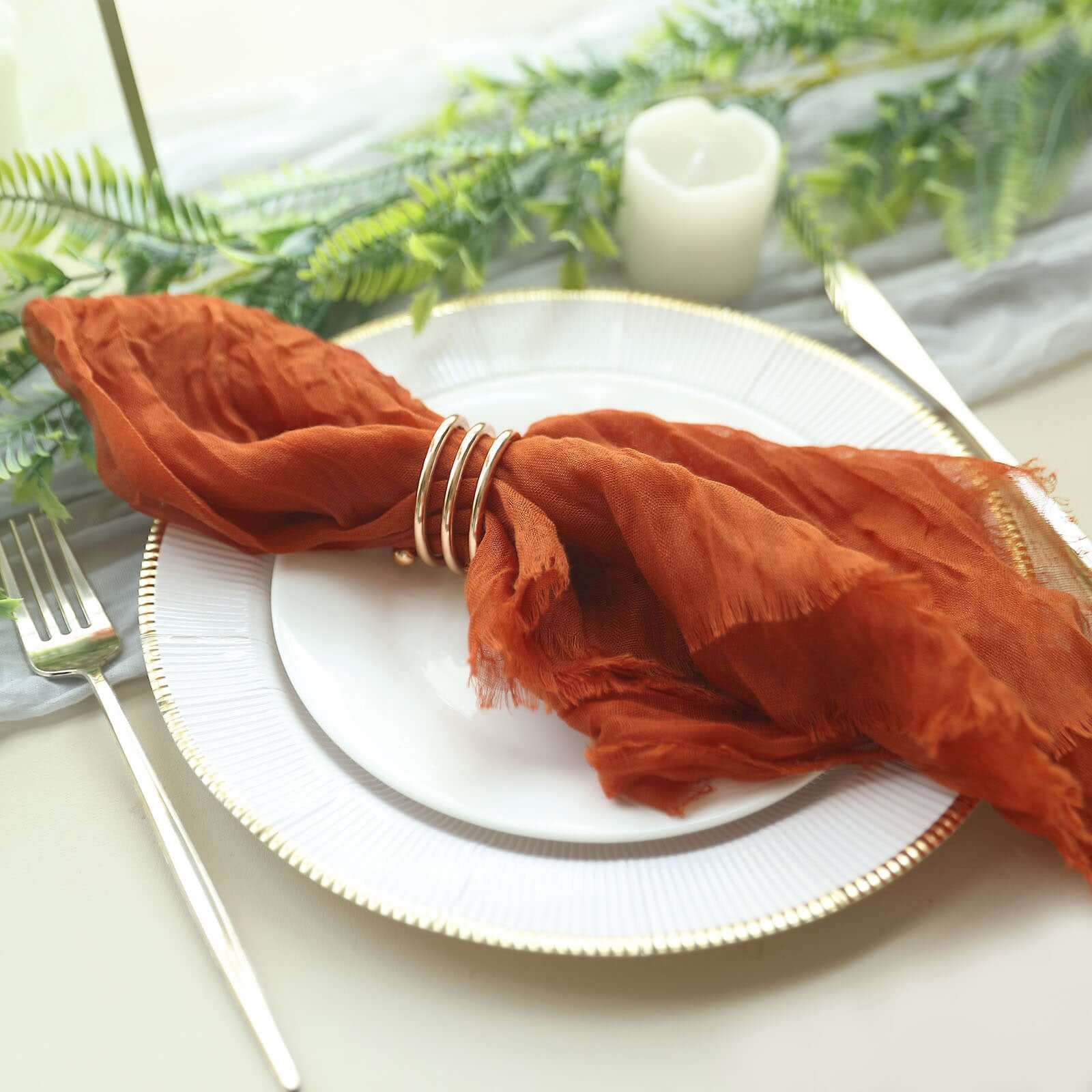 5 Pack Gauze Cheesecloth 24"x19" Napkins Terracotta (Rust) Reusable Dinner Napkins