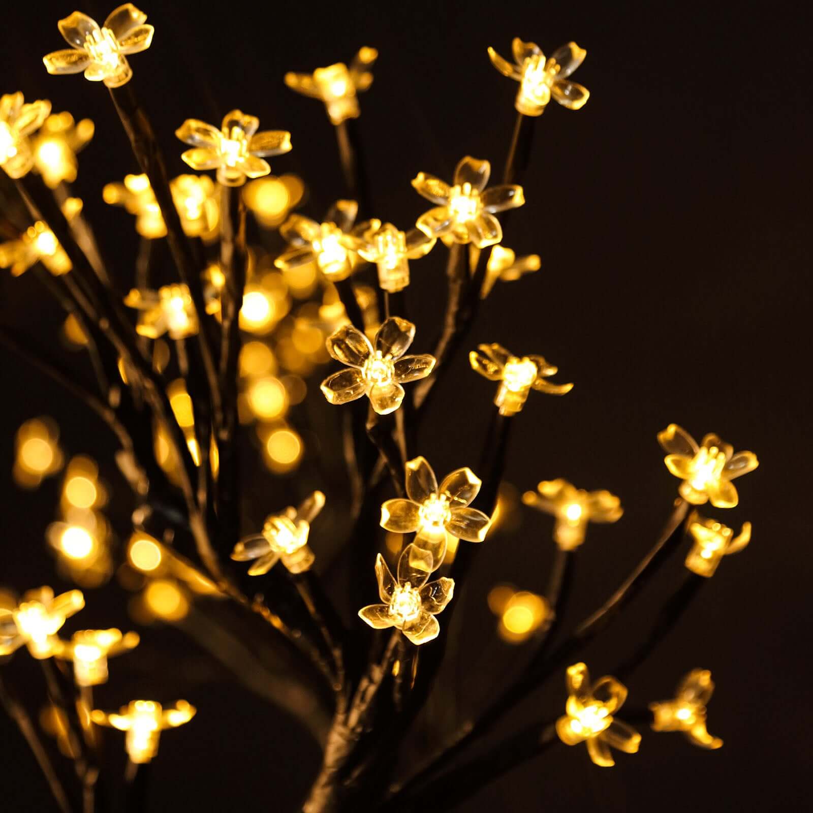 2-Pack Artificial Tree Centerpieces Cherry Blossom Design Black with 36 Warm White LEDs - Battery Operated Table Décor