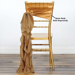 Chiffon Chair Sash with Curly Design Gold - Stylish Event Decor for Weddings & Gatherings