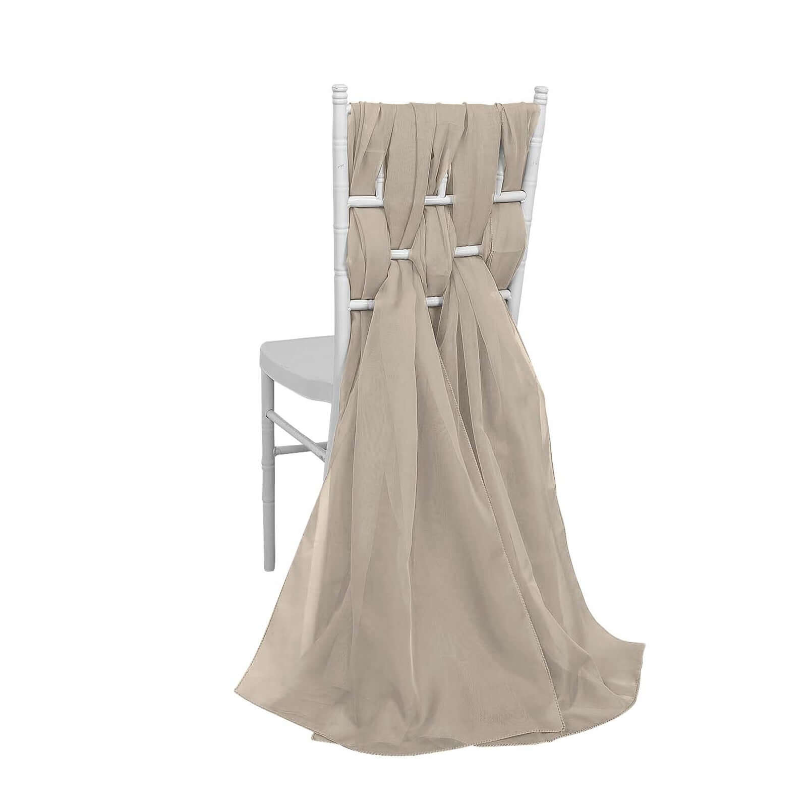 5 Pack Natural DIY Premium Designer Chiffon Chair Sashes - 22"x78"