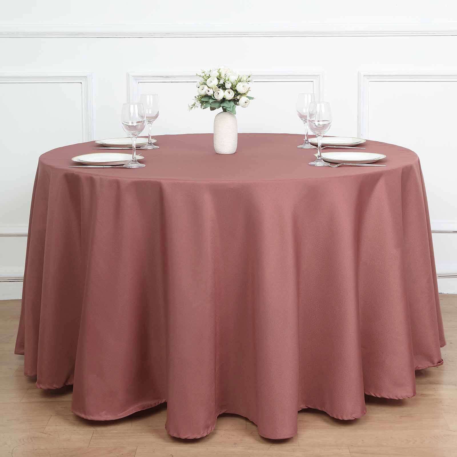 Polyester 108" Round Tablecloth Cinnamon Rose - Wrinkle-Resistant Table Cover