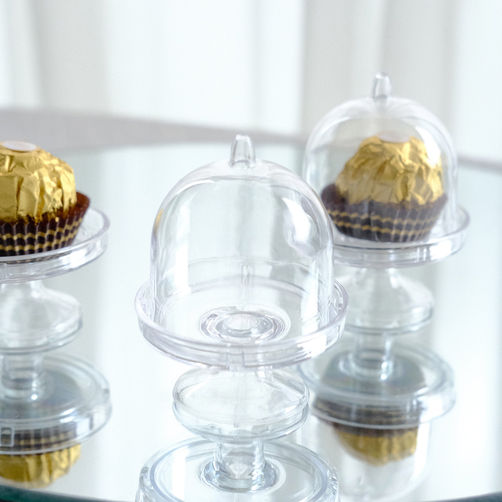 12-Pack Fillable Mini Pedestal Candy Container Clear - Stylish Candy Treat Favor Containers with Dome Lid 3"