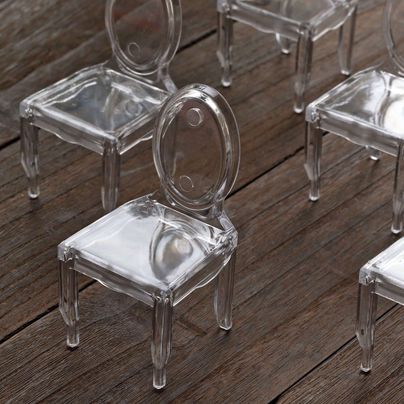 12 Pack 4" Clear Plastic Mini Ghost Chair Party Favor Gift Holders, Candy Treat Display Stands