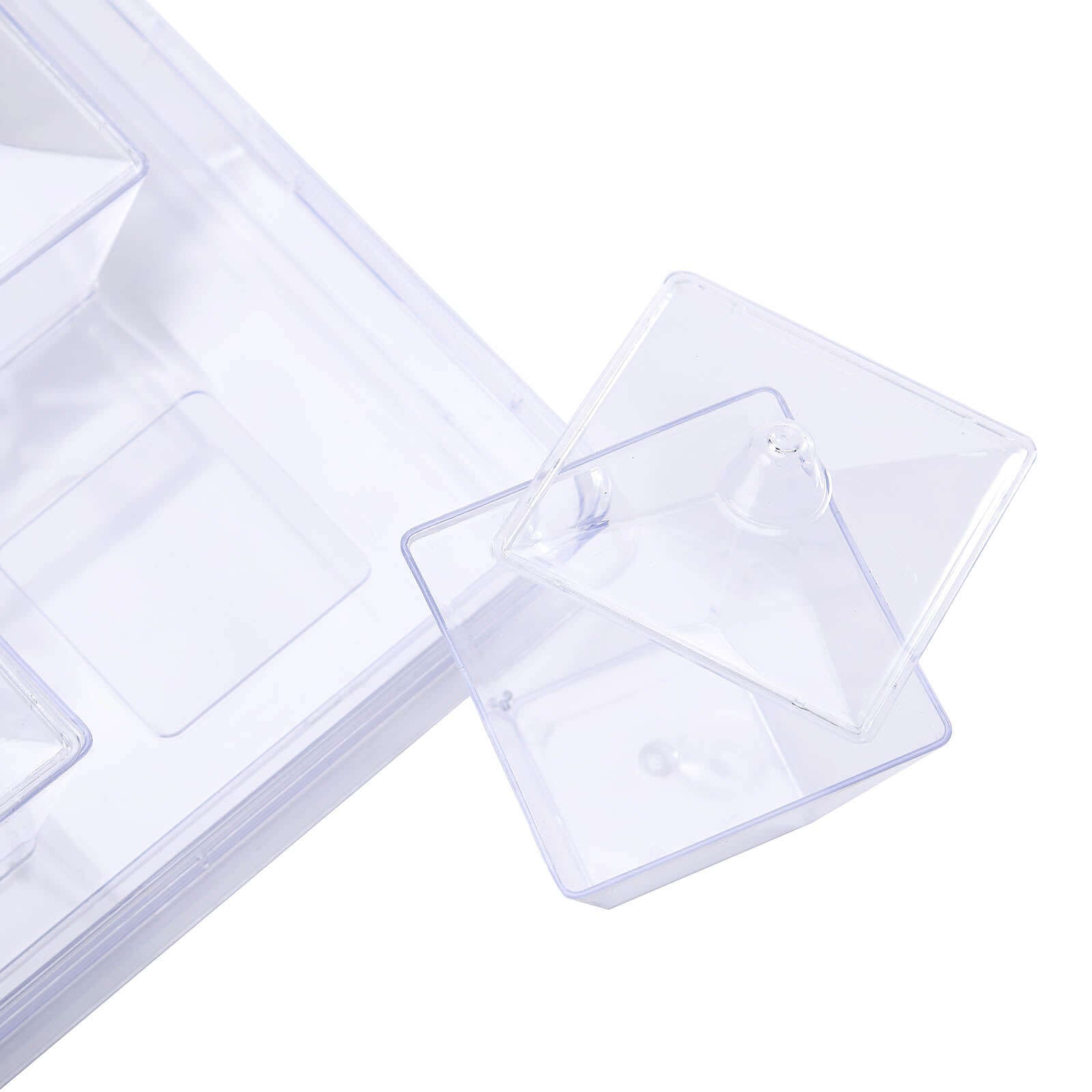 20-Pack Appetizer Cups Square Design Clear - Plastic Disposable Dessert Cups with Tray and Lids 3oz