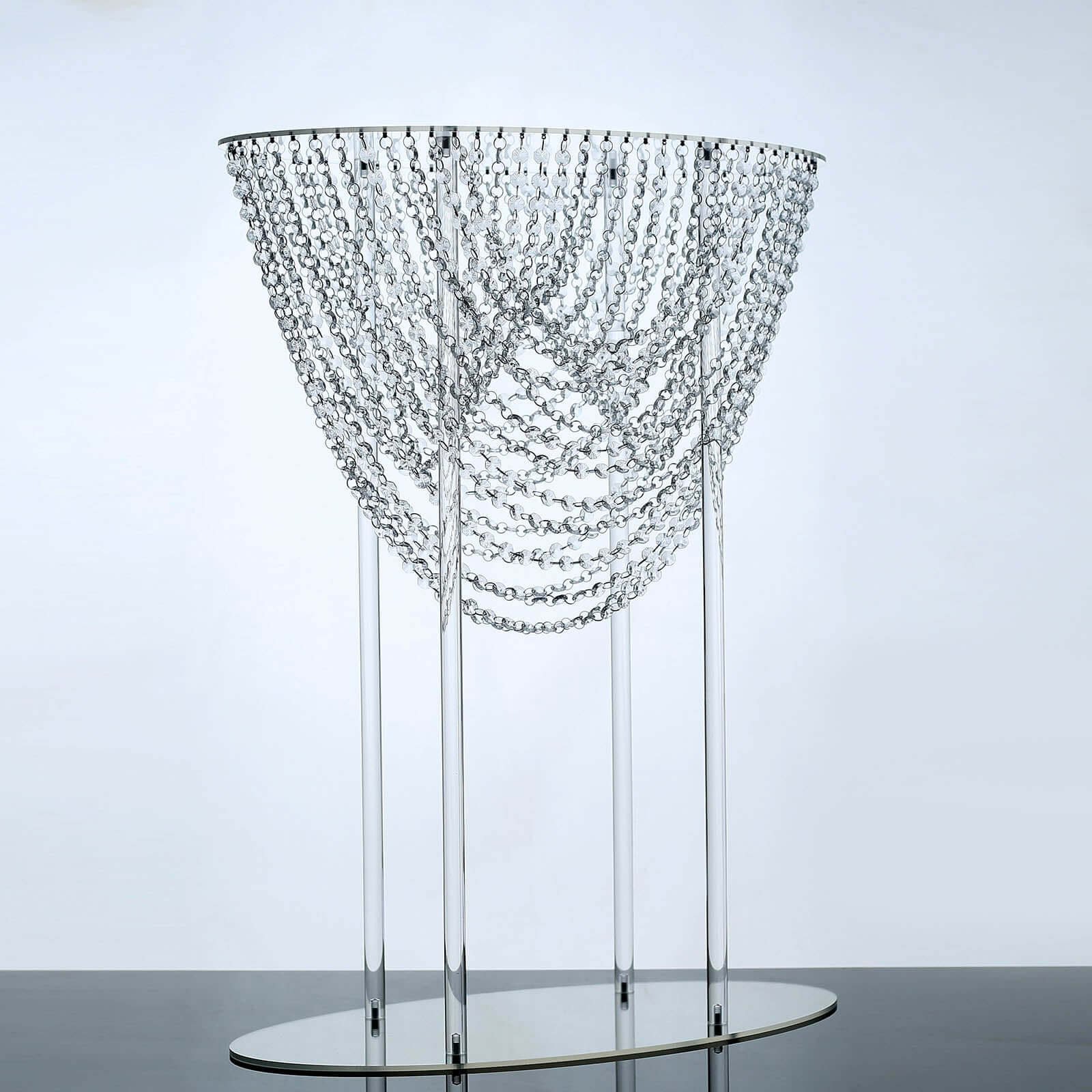 Acrylic Wedding Bouquet Pillar Centerpiece Crystal Chandelier Design - Large Flower Arrangement Table Stand 32"