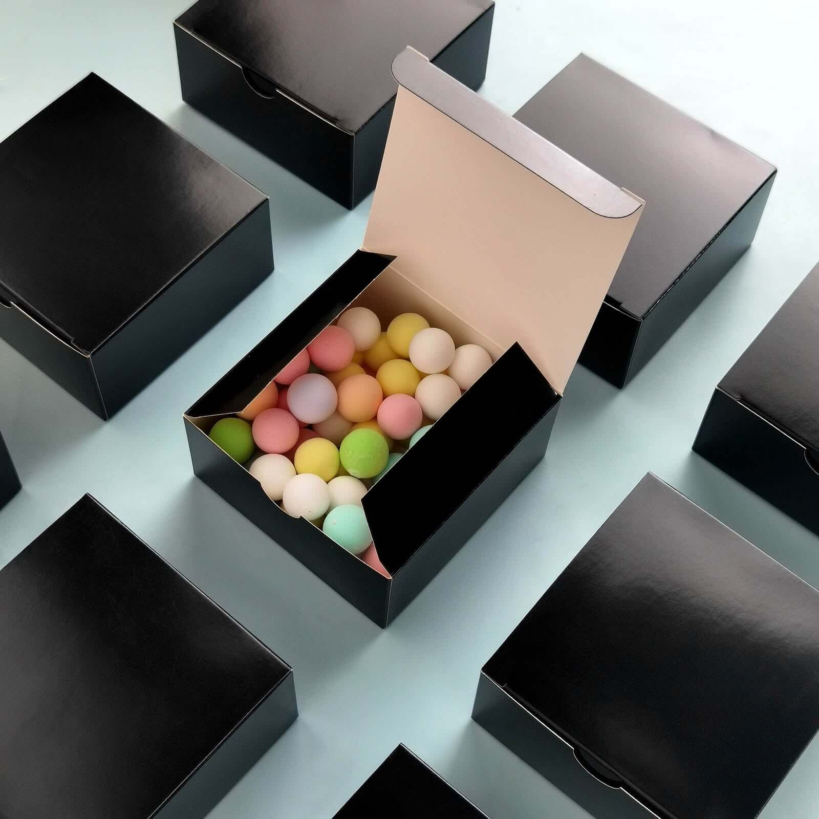 100 Pack 4"x4"x2" Black Cake Cupcake Party Favor Gift Boxes, DIY