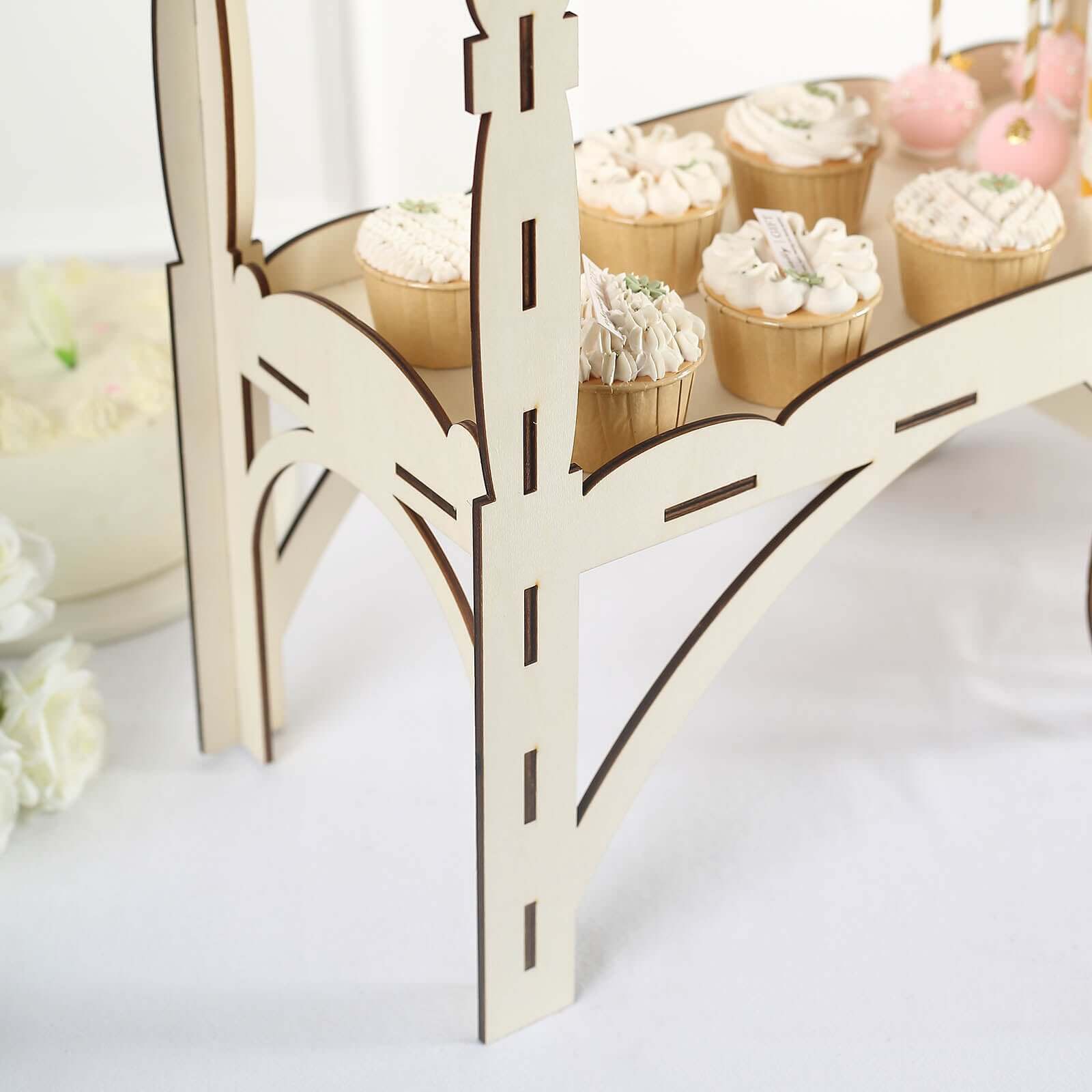Mini Wooden Dessert Display Candy Cart Sweet Stall Design Natural - Tabletop Cupcake Stand 25"