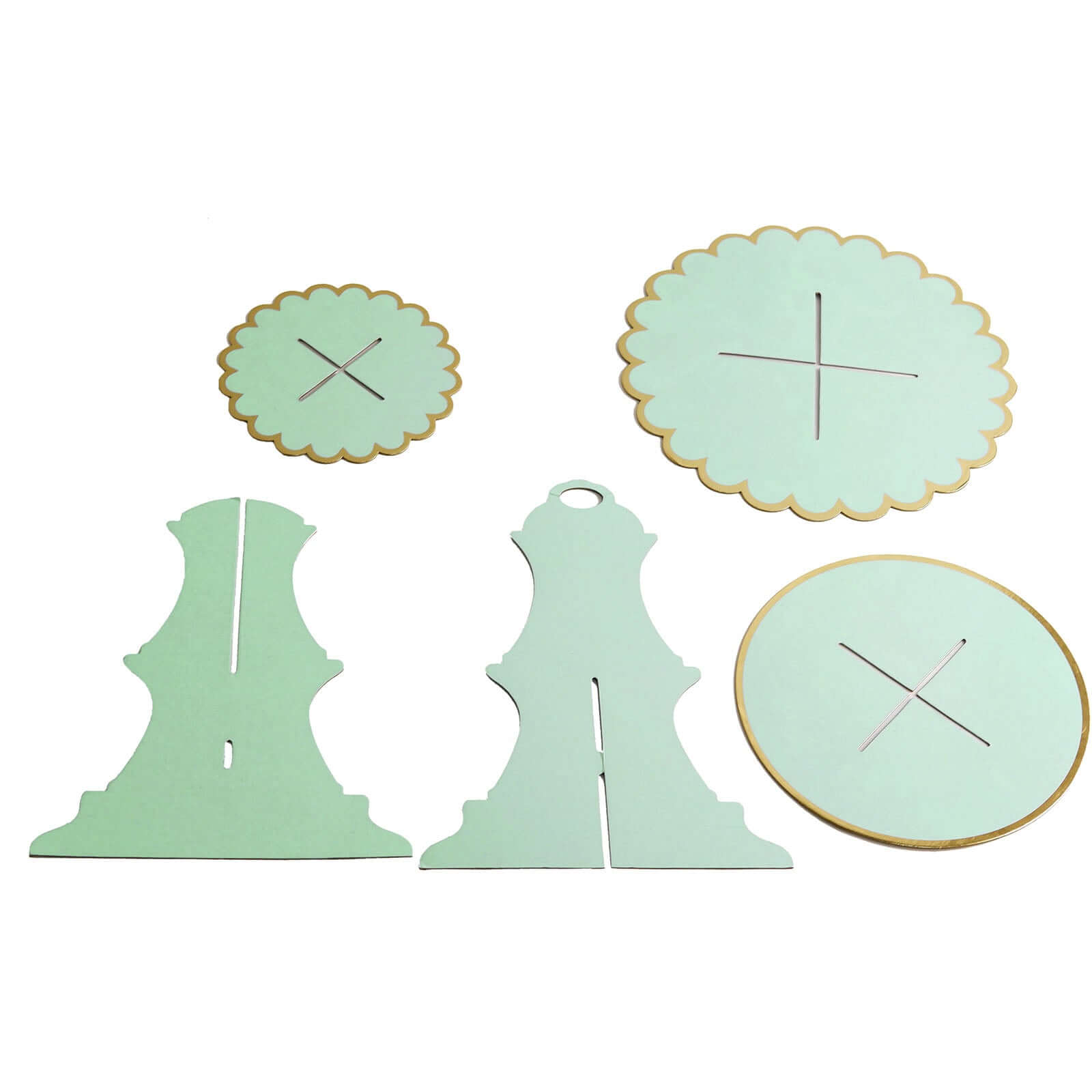 3-Tier Cardboard Cupcake Stand Mint - Sturdy & Collapsible Dessert Treat Tower with Gold Scalloped Rim for Baby Shower Wedding & Party Decor 13"