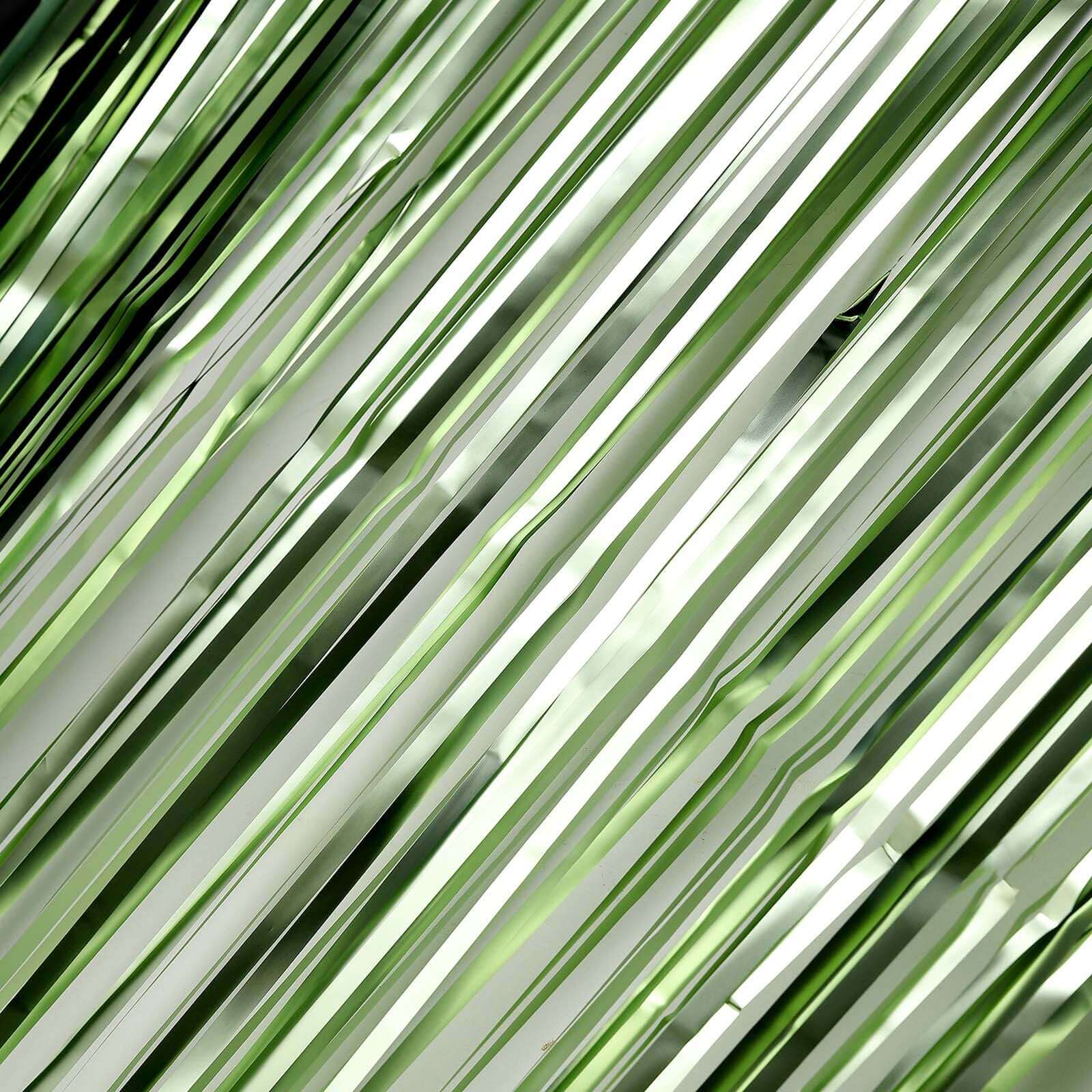 8ft Matte Sage Green Metallic Tinsel Foil Fringe Doorway Curtain Party Backdrop