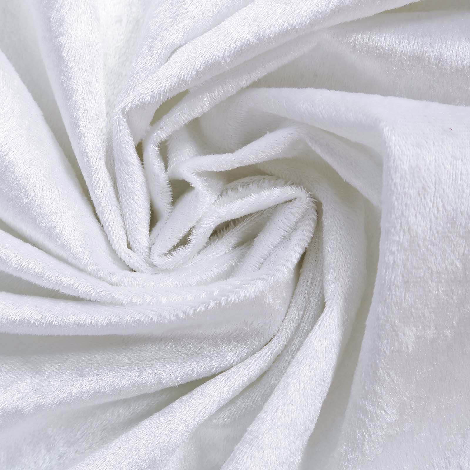 90"x132" White Seamless Premium Velvet Rectangle Tablecloth, Reusable Linen for 6 Foot Table With Floor-Length Drop