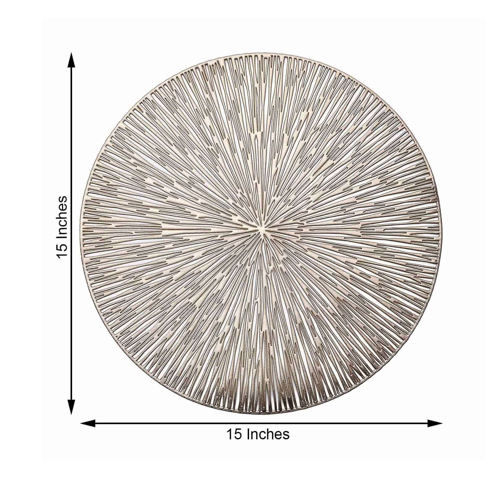 6-Pack Dining Table Mats Spiked Design Gold - Vinyl Non-Slip Surface with Modern Appeal 15"