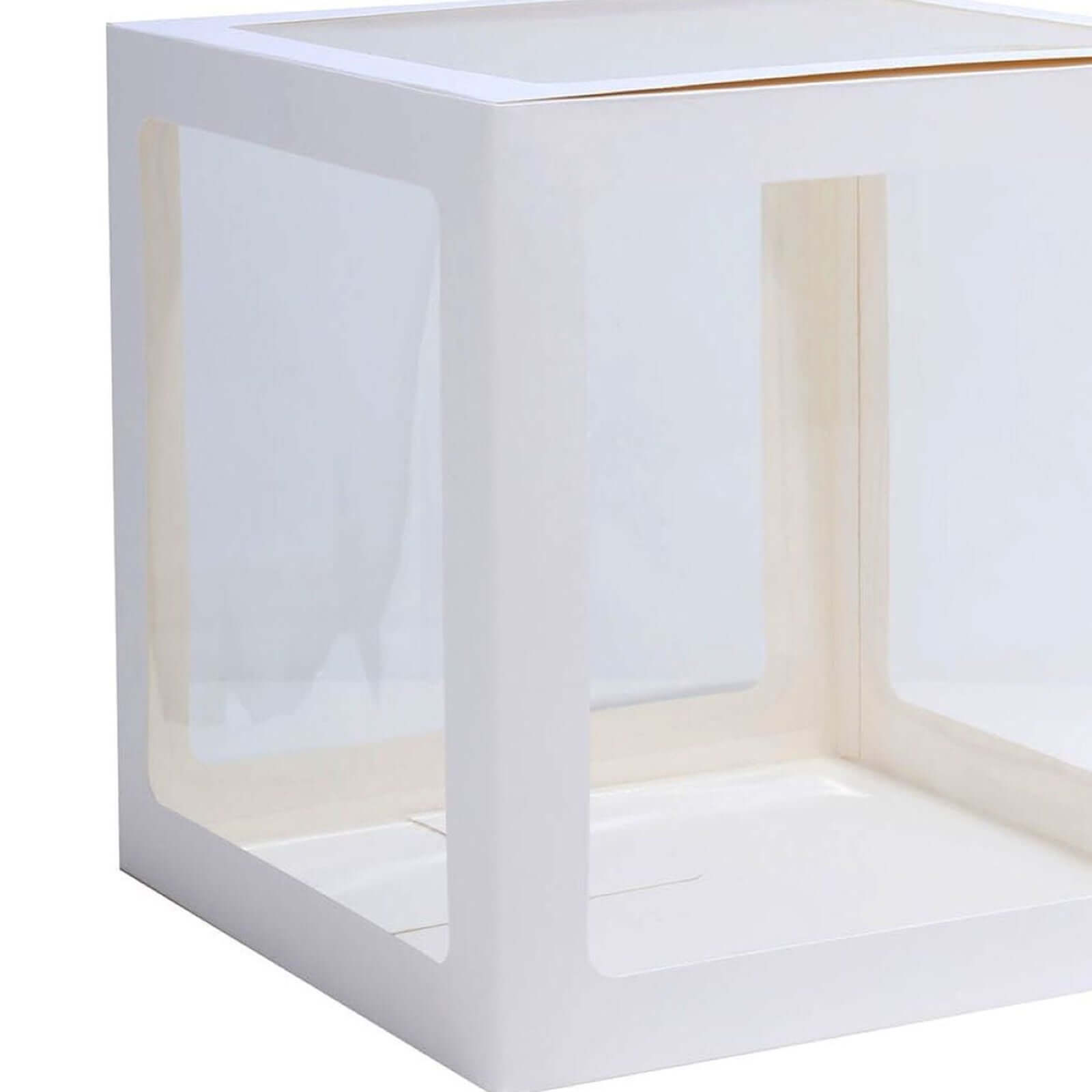 2 Pack 12" White Clear Baby Shower Party Decoration Boxes, Transparent DIY Balloon Boxes