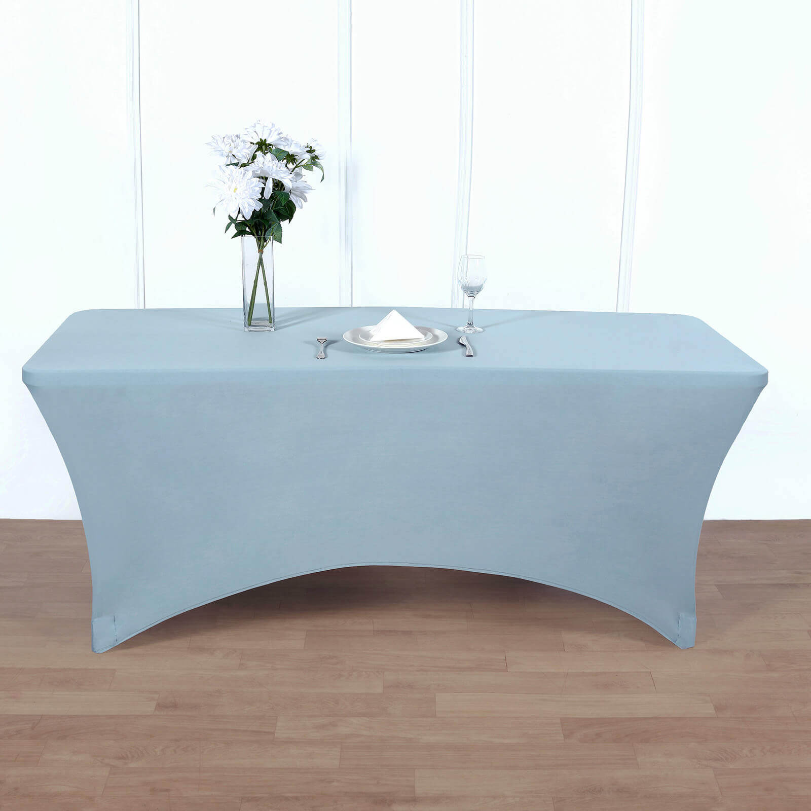 Stretch Spandex 96"x30" Rectangle Table Cover Dusty Blue - Durable Form-Fitting Tablecloth