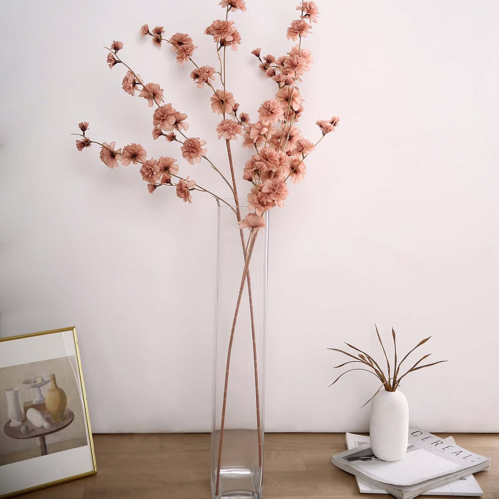 2 Branches 42" Tall Dusty Rose Artificial Silk Carnation Flower Stems