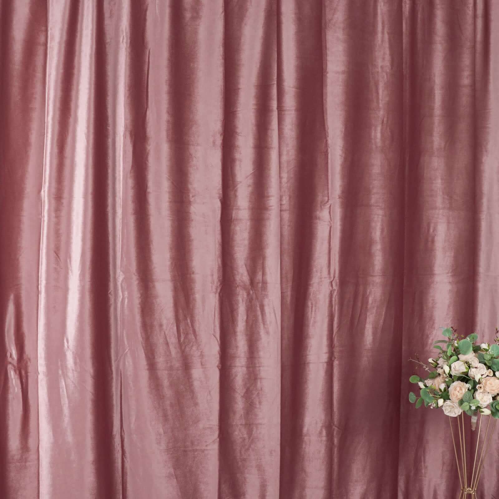 8ftx8ft Dusty Rose Premium Smooth Velvet Event Curtain Drapes, Privacy Backdrop Event Panel with Rod Pocket