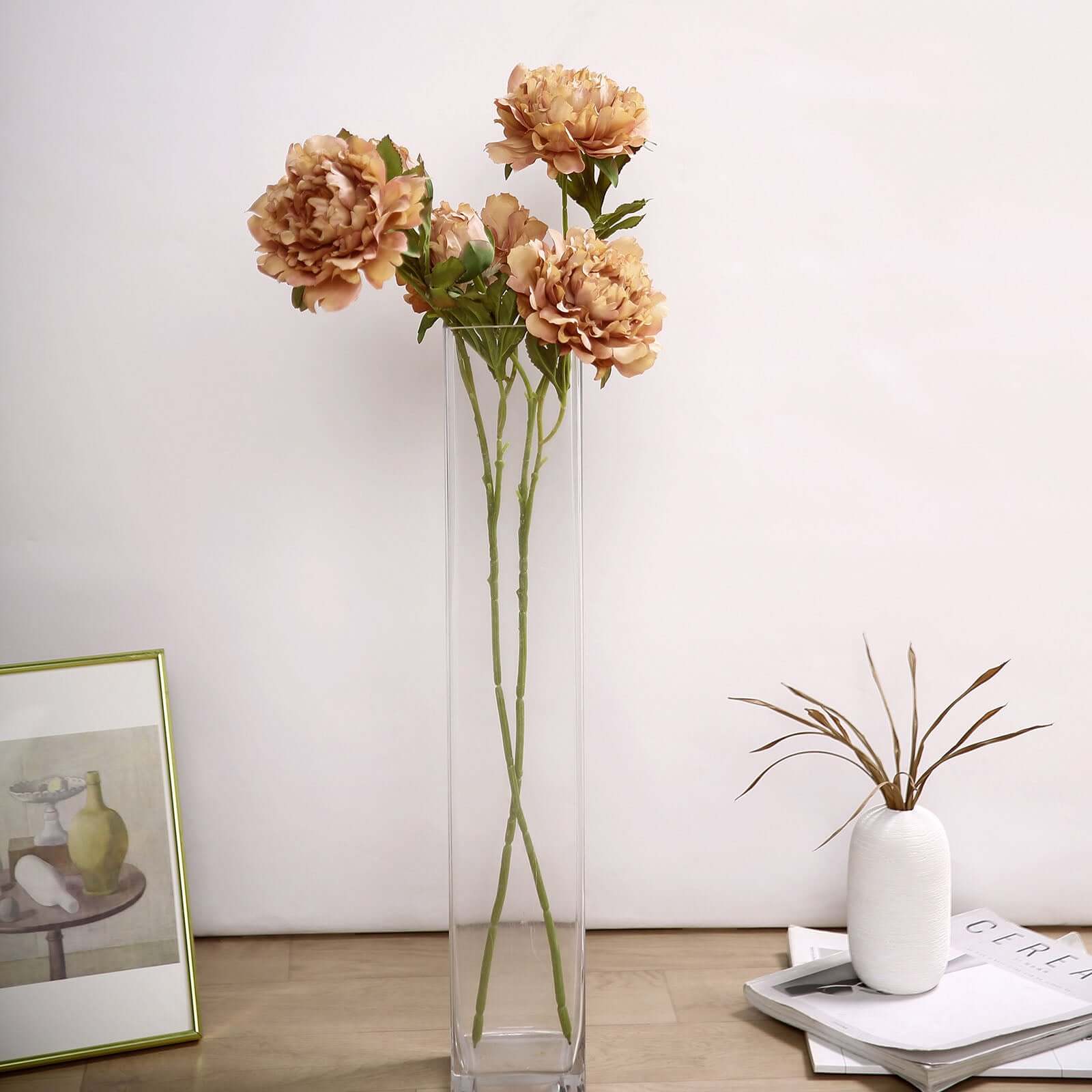 2 Bushes 29" Tall Dusty Rose Artificial Silk Peony Flower Bouquets