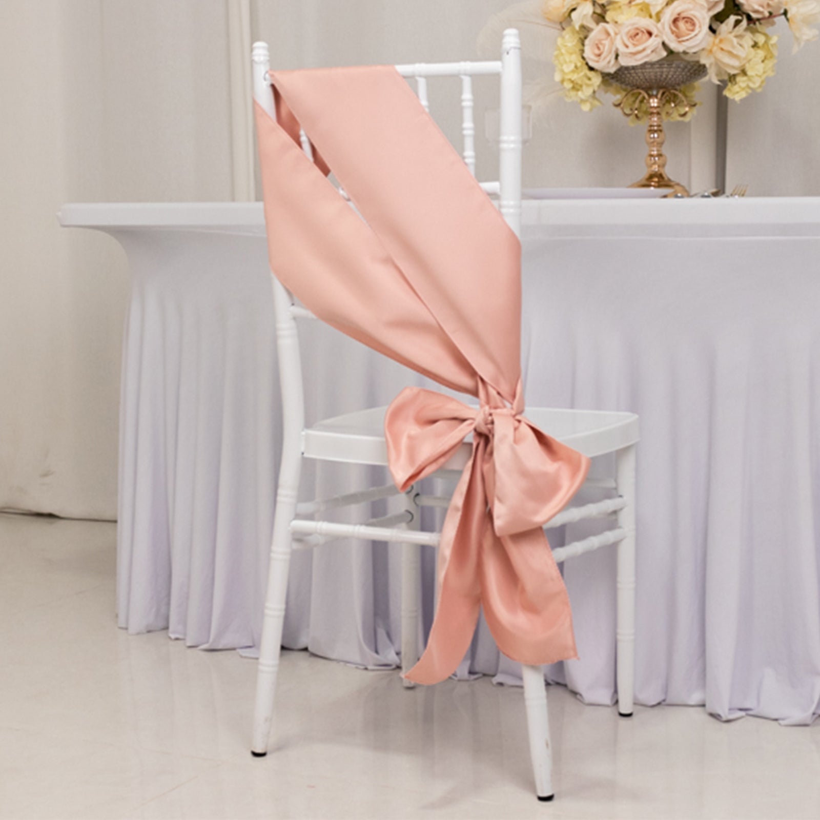 5 Pack Lamour Satin 6"x106" Chair Sashes Dusty Rose - Stylish Reusable Decorative Bows