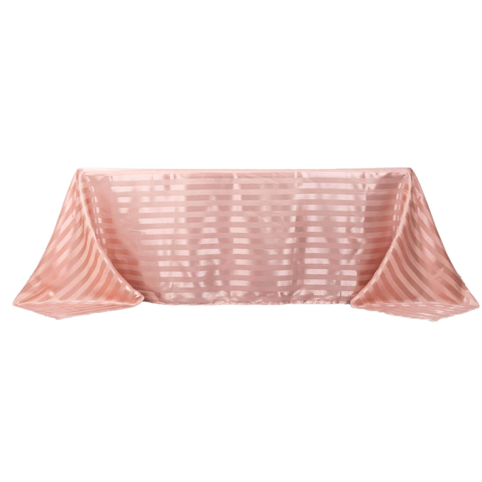 Satin Striped 90"x132" Rectangular Tablecloth Dusty Rose Satin Stripe - Seamless Silky Smooth Table Cover