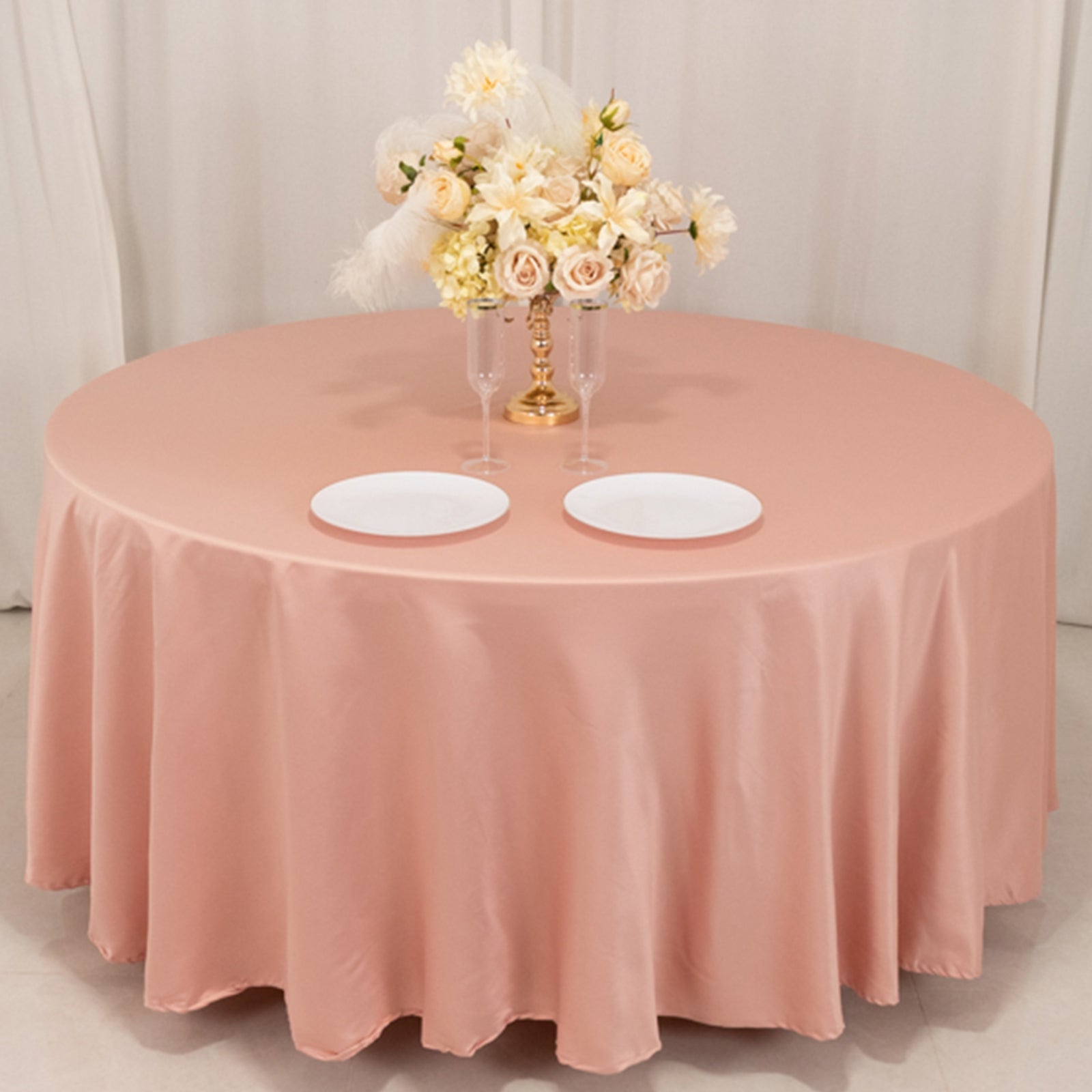 Lamour Satin 108" Round Tablecloth Dusty Rose - Durable & Silk-Like Table Cover