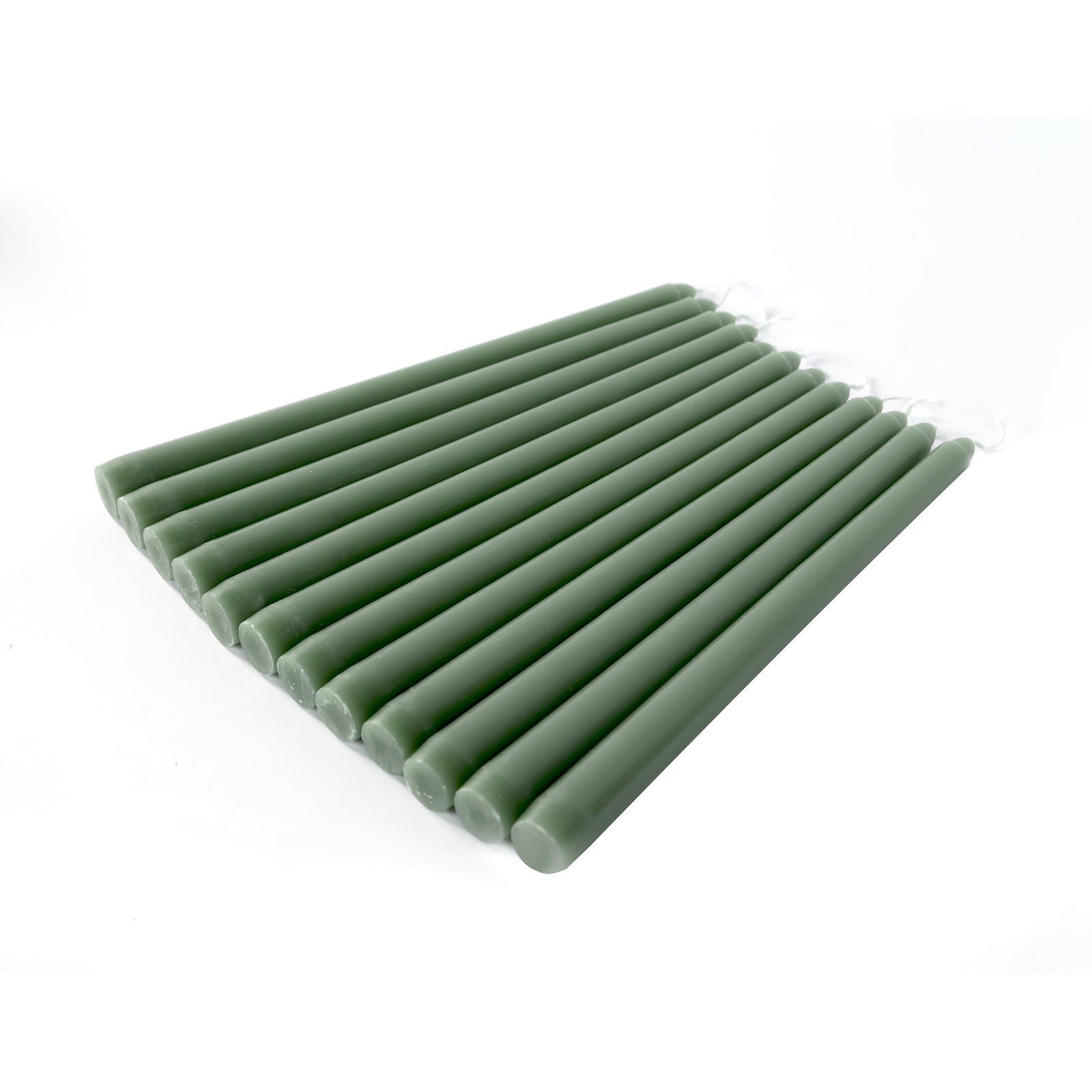 12-Pack Taper Candles Premium Wax Design Dusty Sage Green - Unscented Candles for Upscale Settings 10"