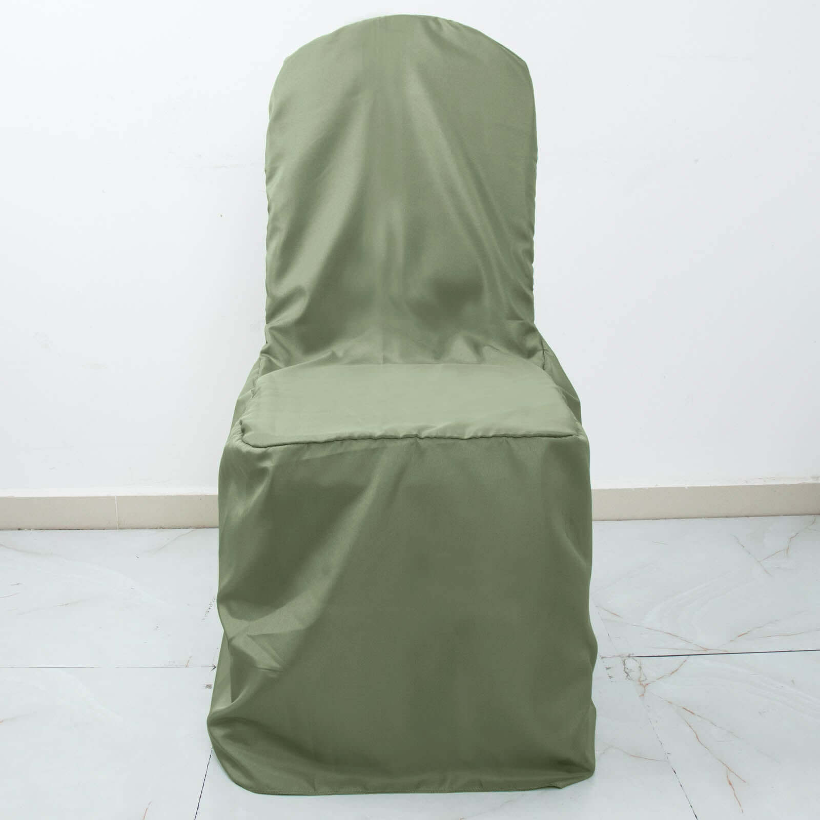 Polyester Slip On Banquet Chair Covers Dusty Sage Green - Stain-Resistant Reusable Durable Fabric