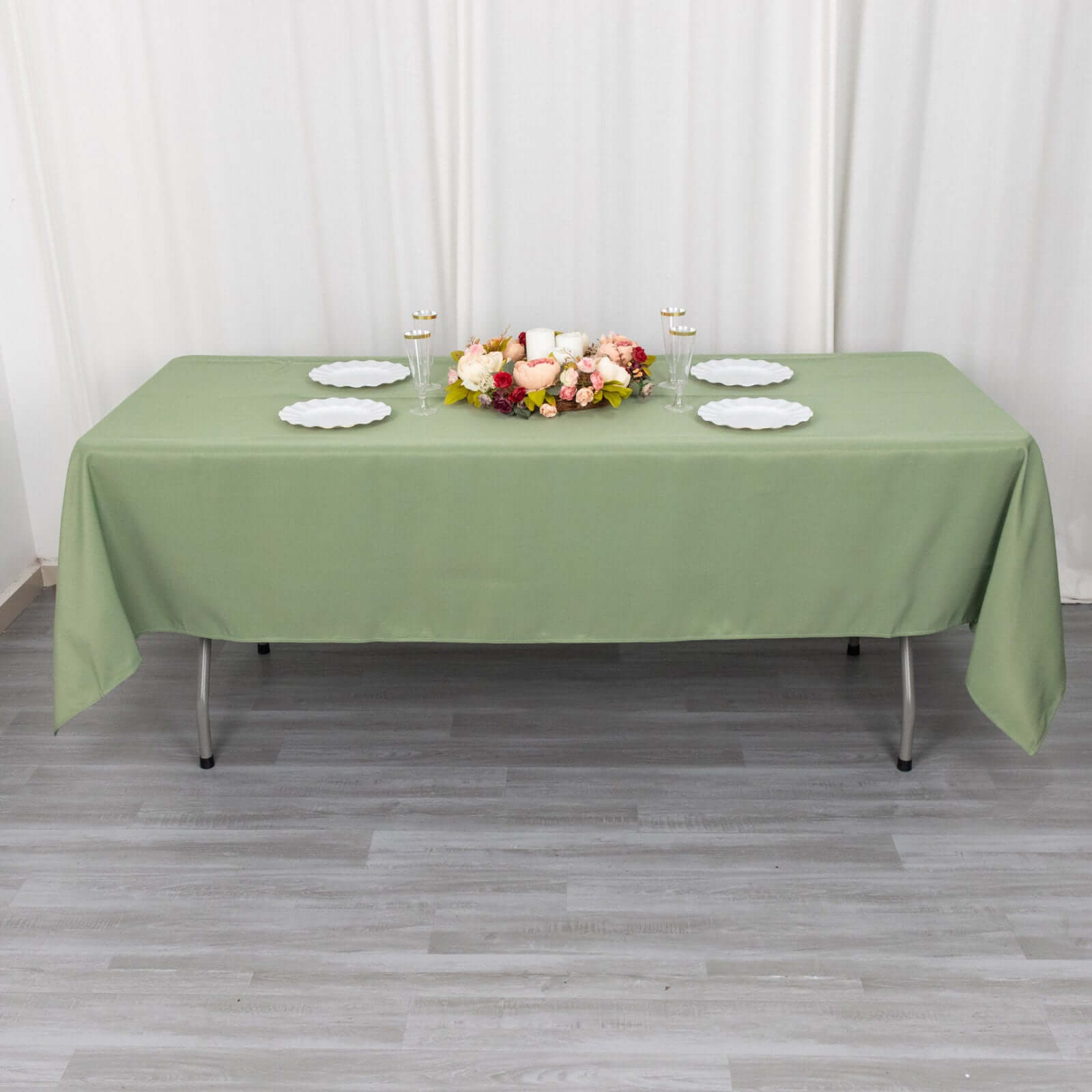 Fitted Polyester 72"x30" Rectangle Tablecloth Dusty Sage Green - Durable Table Cover