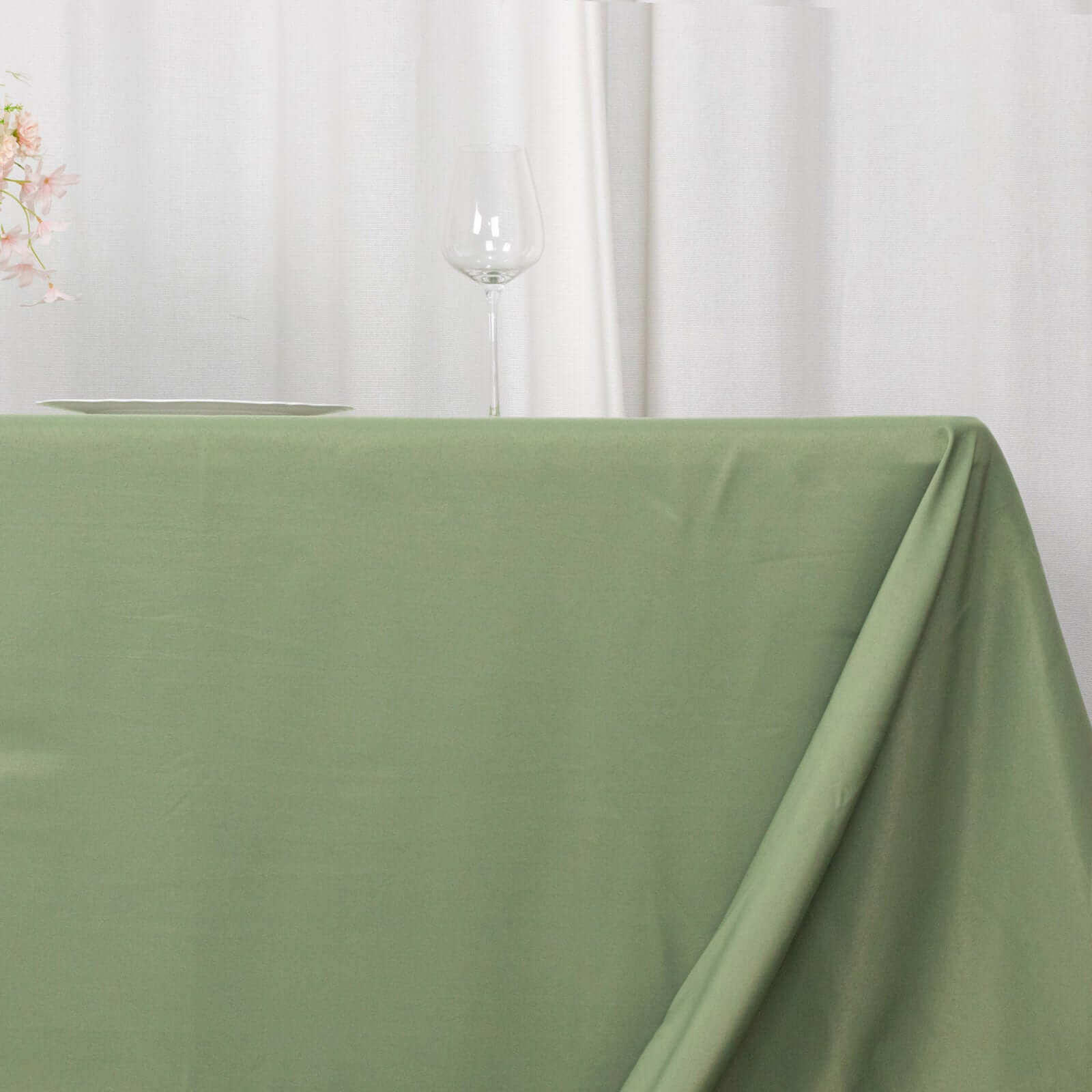 Premium Polyester 90"x156" Rectangle Tablecloth Dusty Sage Green - Seamless 220GSM Stain-Resistant Table Cover