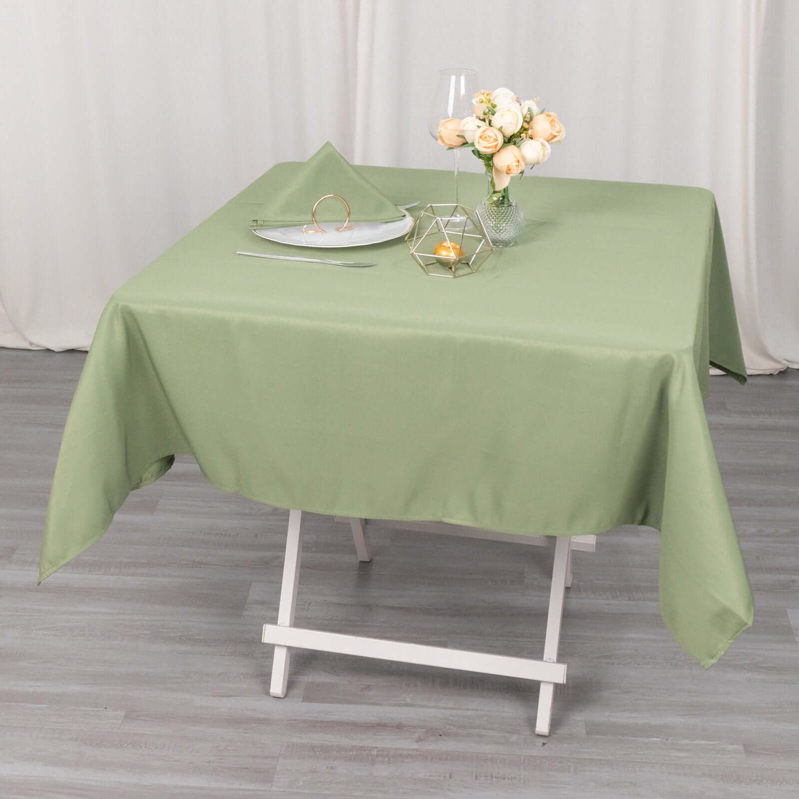 Premium Polyester 54"x54" Square Tablecloth Dusty Sage Green - 220GSM Stain and Wrinkle-Resistant Table Cover